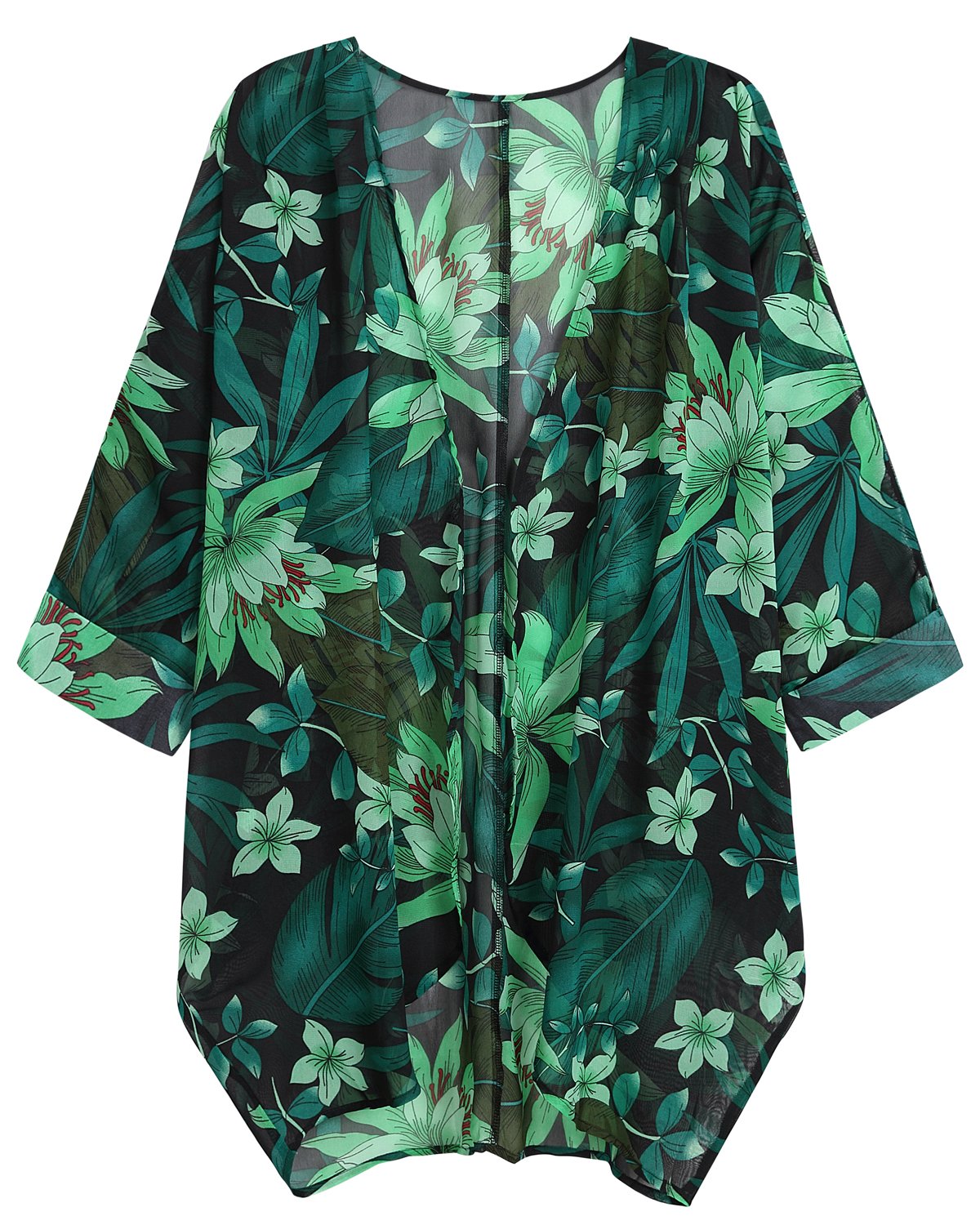 WEIYAN Women's Tops Loose Chiffon Kimono Cardigan Beach Swim Cover up Blouse