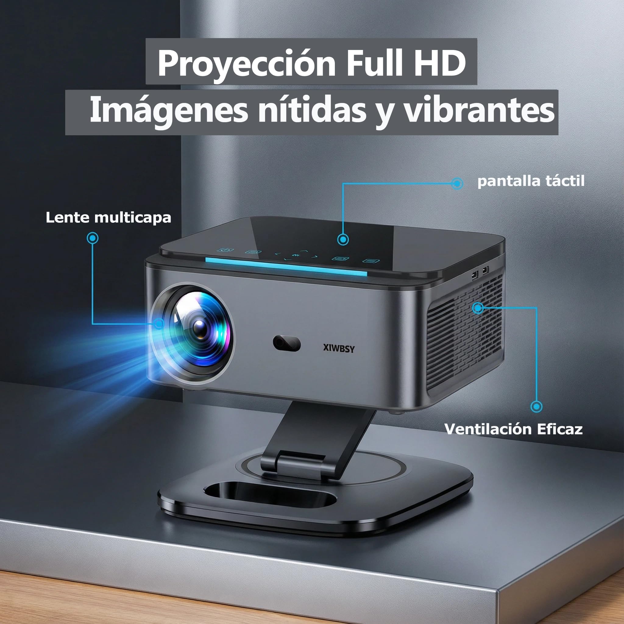 Videoprojecteur【LIC Off Google TV/1500 ANSI/Rotation 360°】 XIWBSY 2026 Projecteur Video Contrôle Vocal, Auto Focus/Keystone, Retroprojecteur 4K Supporté 38000 Lumen, Projector Bluetooth Home Cinéma