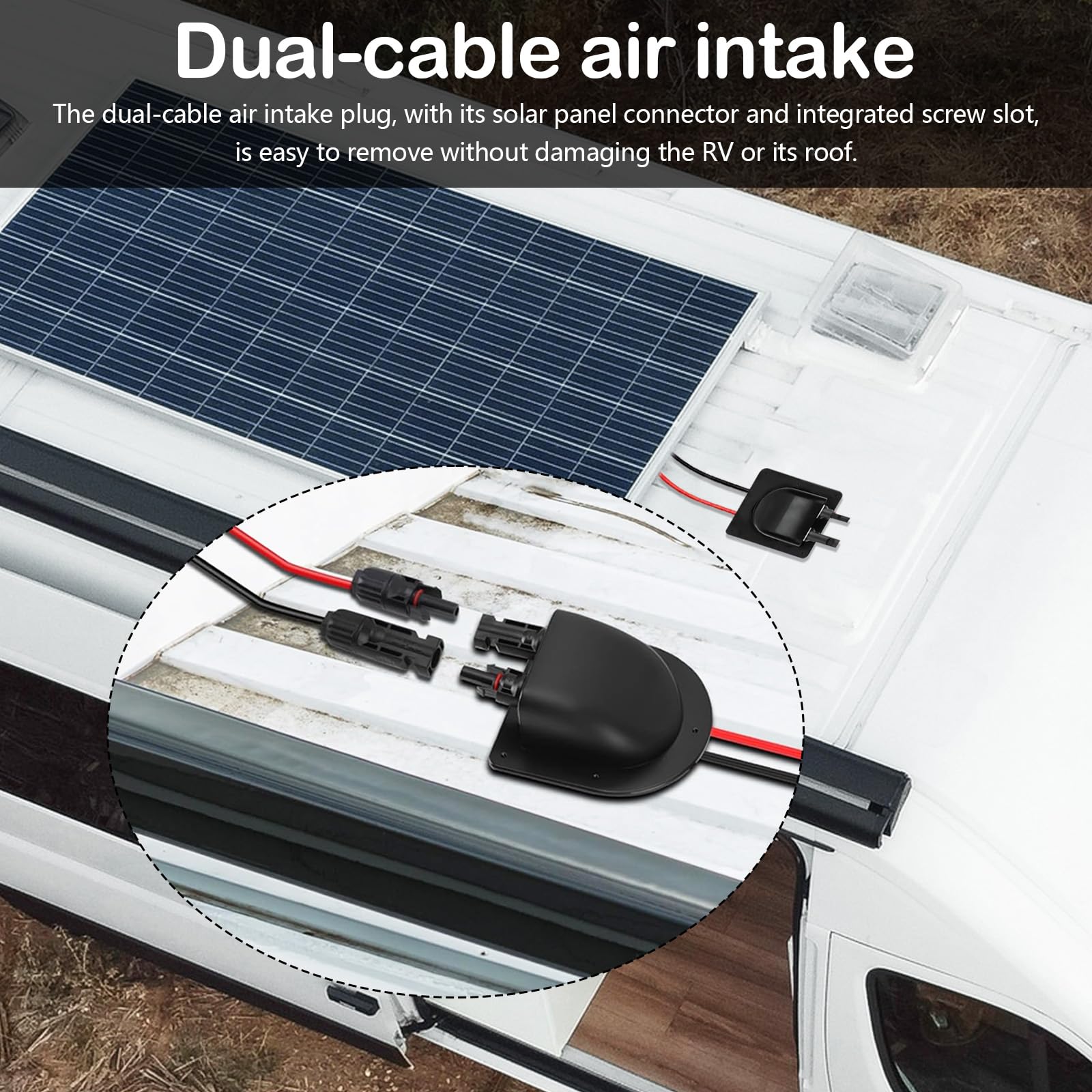 2 Stück Solar Doppel Kabeldurchführung Wasserdicht, Dachdurchführung Solar mit ABS Gehäuse, 2M 10AWG Solar Verlängerungskabel, Solarmodule Kabelverbinder für Wohnmobile, Boote, Fahrzeuge