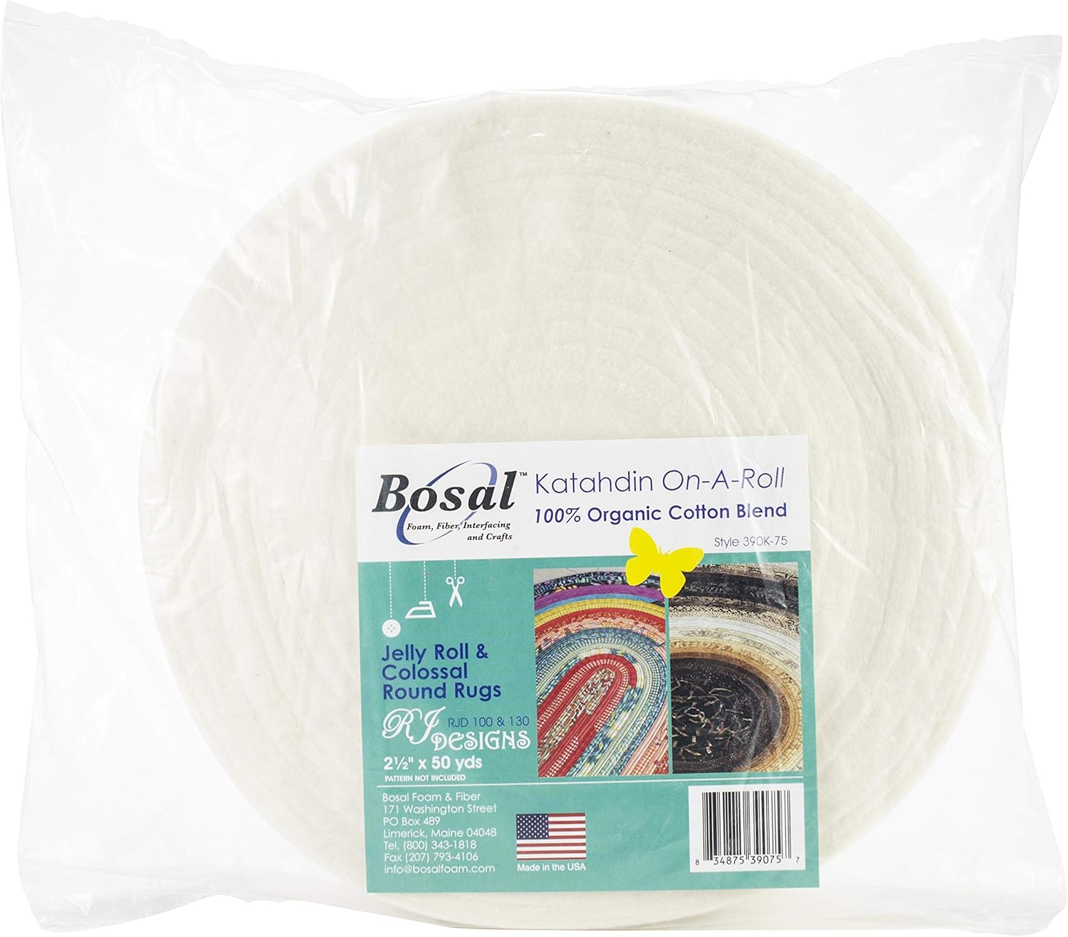 Bosal Katahdin On-A-Roll 100% Organic Cotton Batting -2.5" x 50yd