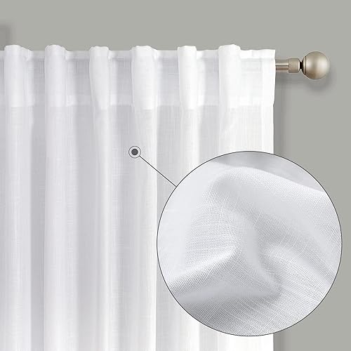 Miniatura 42 de KOUFALL Cortinas transparentes de lino de 90 pulgadas, cortinas para Sala Modernas 2025 De Lino Elegantes, cortinas personalizadas con pestaña