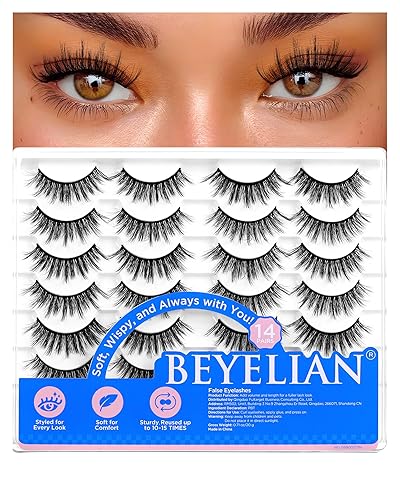 BEYELIAN Extensiones de pestañas rizadas en racimo D, 168 unidades de 0.315 a 0.630 pulgadas, extensiones de pestañas de aspecto denso, banda