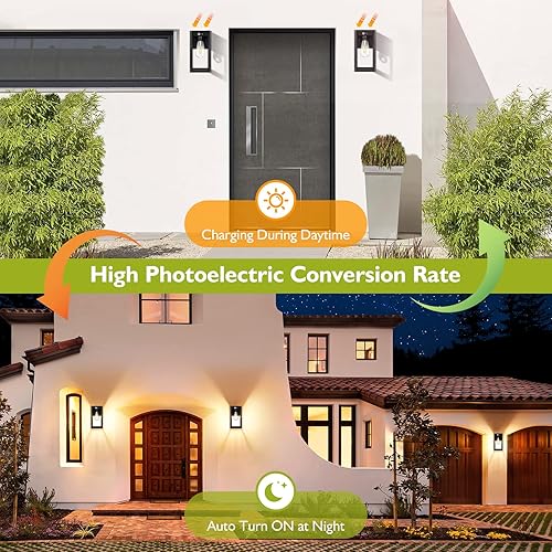 Miniatura 2 de Luces solares de pared para exteriores, con sensor de movimiento para porche, lámparas inalámbricas de pared exterior del atardecer al amanecer, 3