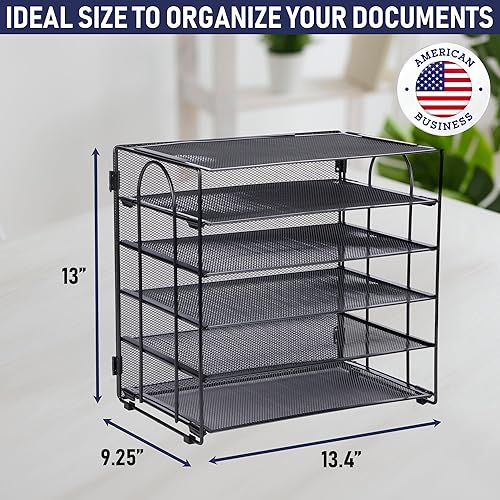 Miniatura 3 de Dasher Products Bandeja organizadora de escritorio, bandeja de cartas en malla de metal negro para organizar archivos, papeles, facturas, carpetas,