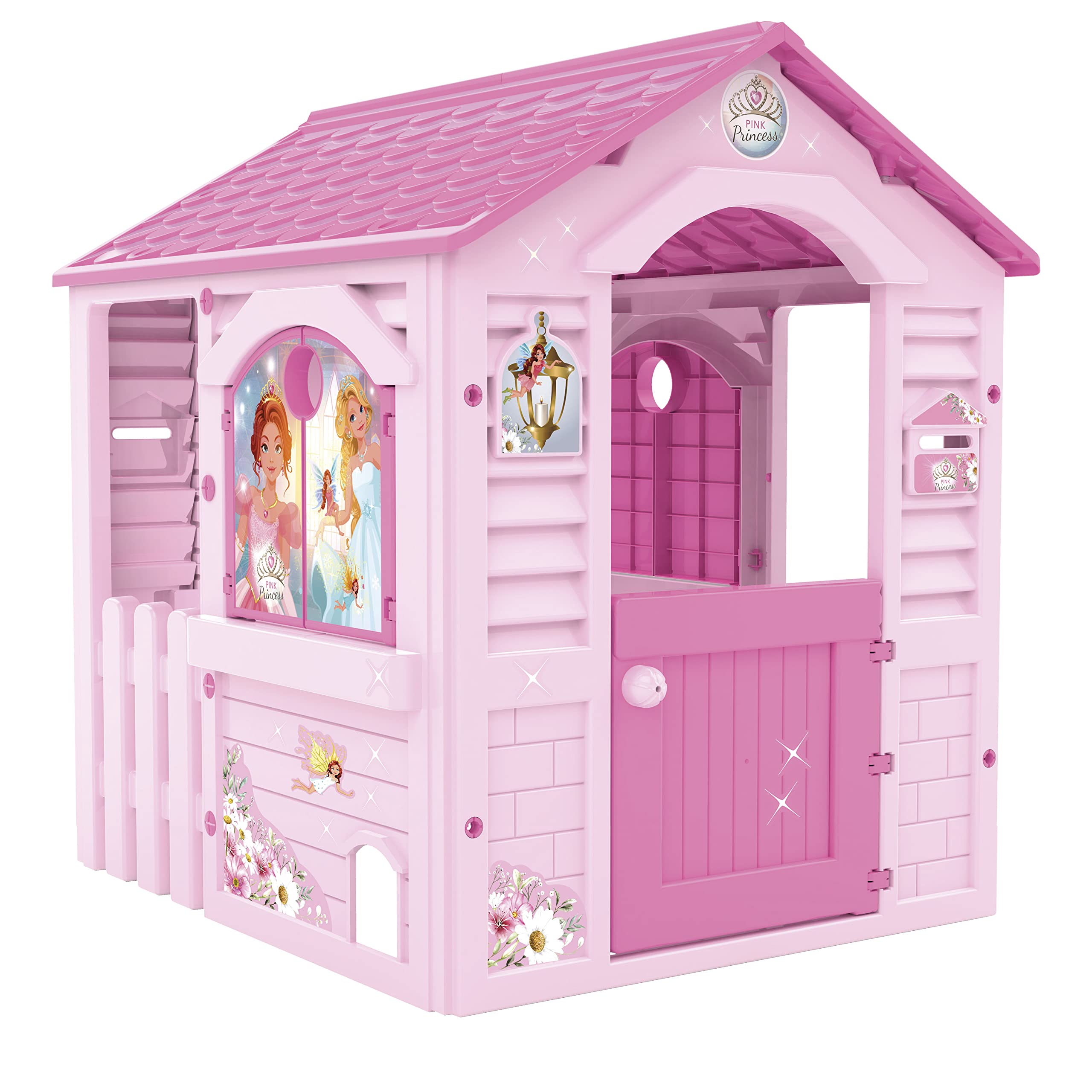Chicos - Casita infantil Pink Princess, Apta para interior y exterior, incluye adhesivos para decorarla, Fabricada en plástico resistente y duradero, Color Rosa (89613)