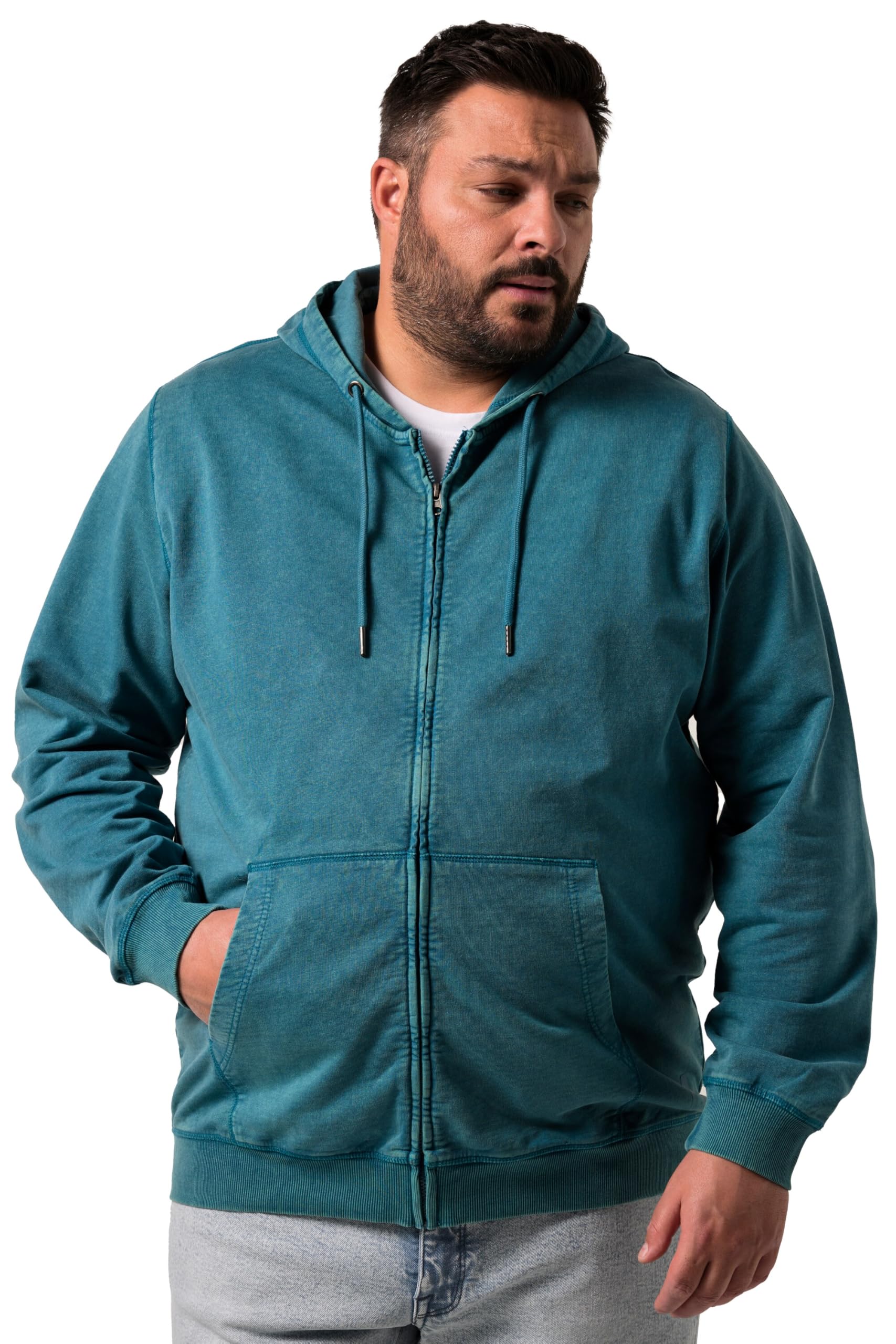 Men Plus Herren große Größen Übergrößen Menswear L-8XL Hoodiejacke, Sweat, Kapuze, Print, Vintage Look 837684