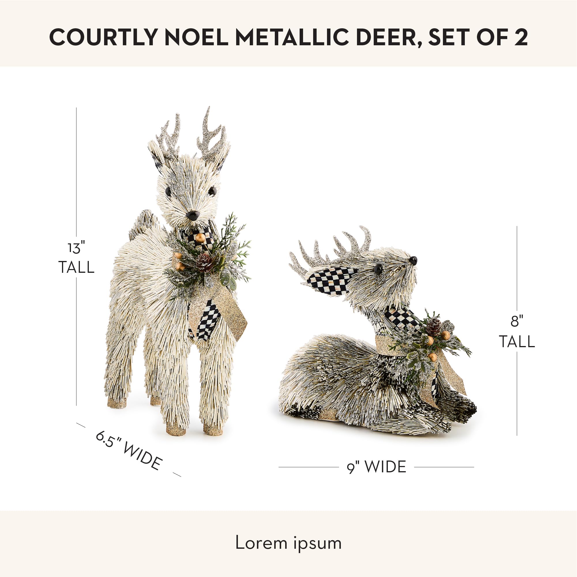 Amazon.com: MACKENZIE-CHILDS Courtly Noel Metallic Deer, Set of 2