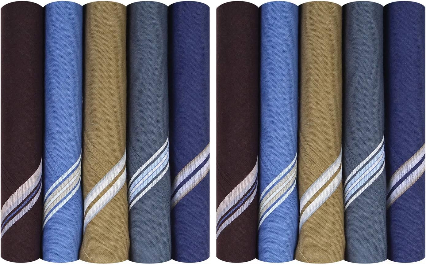 Caruso Italy Men's Premium 100% Pure Cotton Handkerchief Dark Base with Colored Border