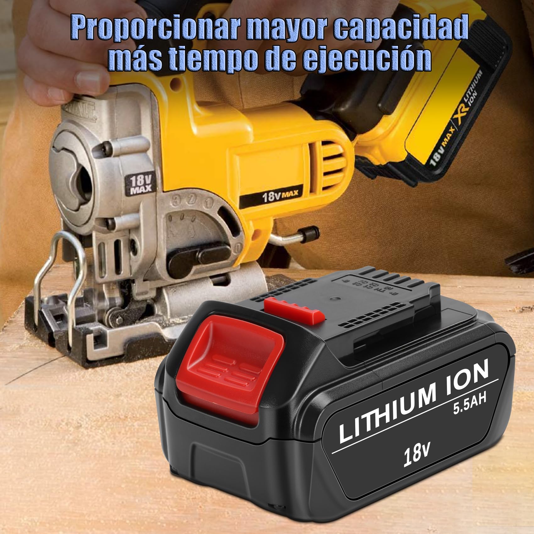 KUNLUN 2X DCB184 5.5Ah 18V Li-Ion Batería para Dewalt 18V DCB200 DCB180 DCB181 DCB182 DCB183 DCB204 DCB205 XR Batería Compatible con DEWALT 18V Herramientas Eléctricas Inalámbricas