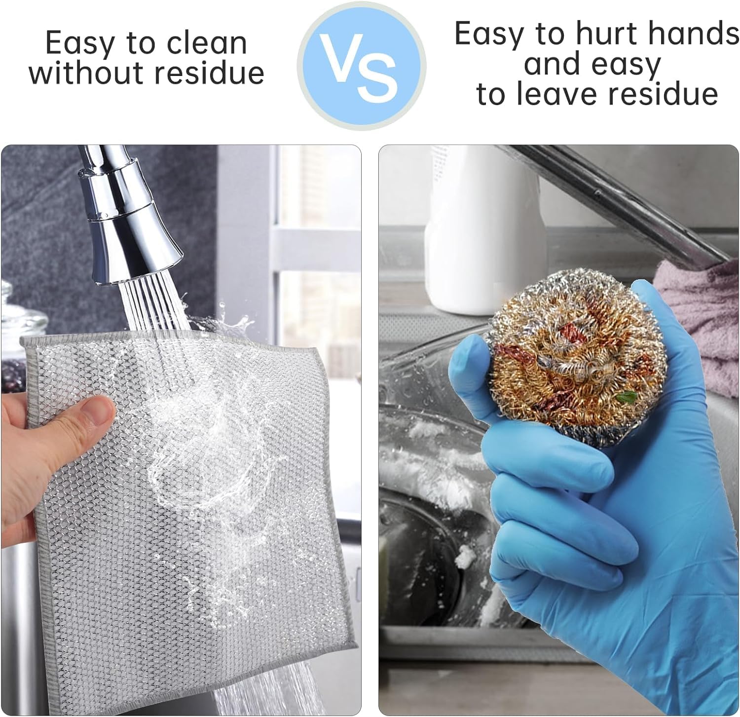 SWAURSAHA® Multipurpose Non-Scratch Wire Dishwashing Rags for Wet and Dry | Reusable Dishcloth Wire Scrubber for Utensils Kitchen, Washing Dishes, Sinks, Machine Washable - Pack of 4 1