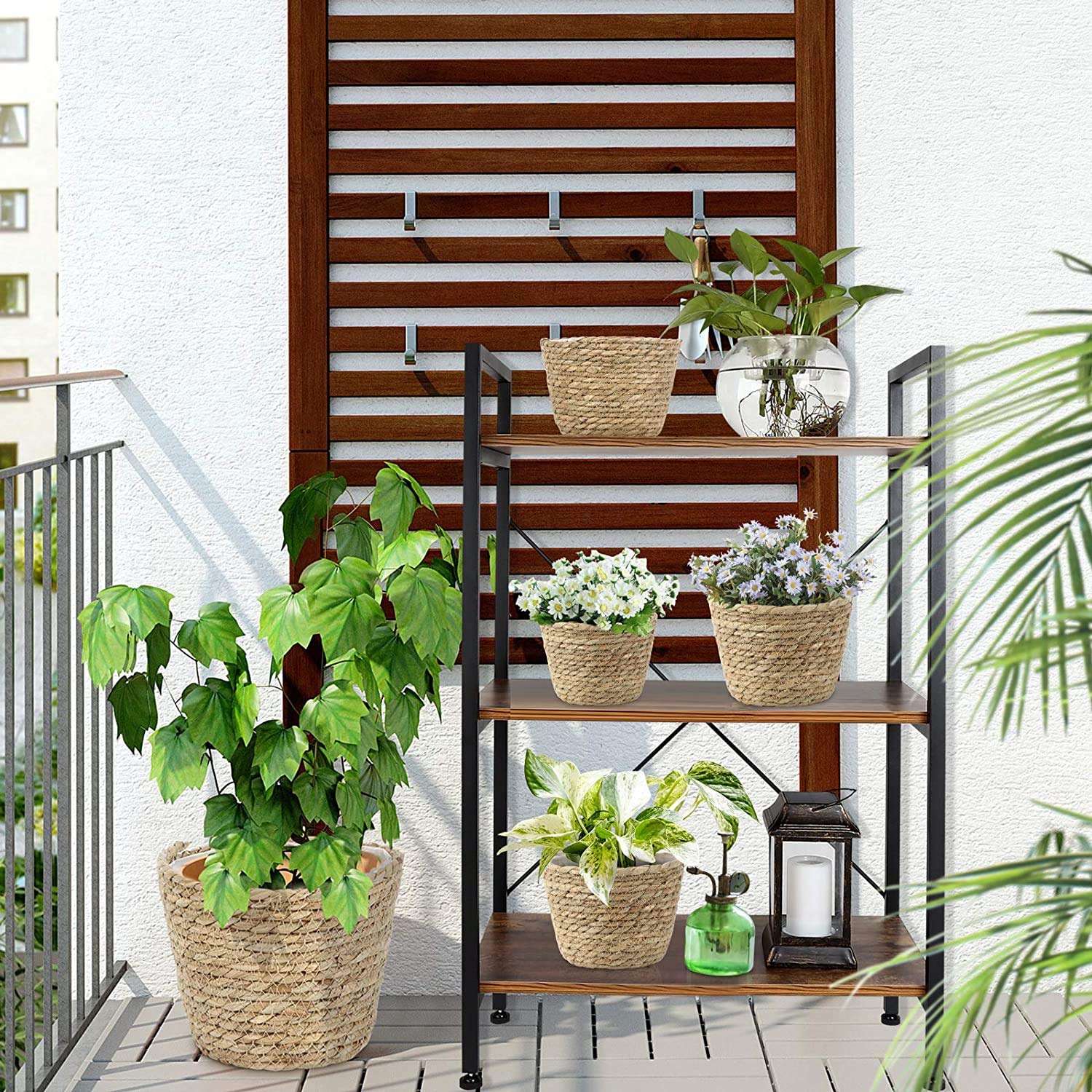 Fioriera naturale intrecciata a mano con fodera per piante in rattan, piccole, medie, grandi, 3 pezzi