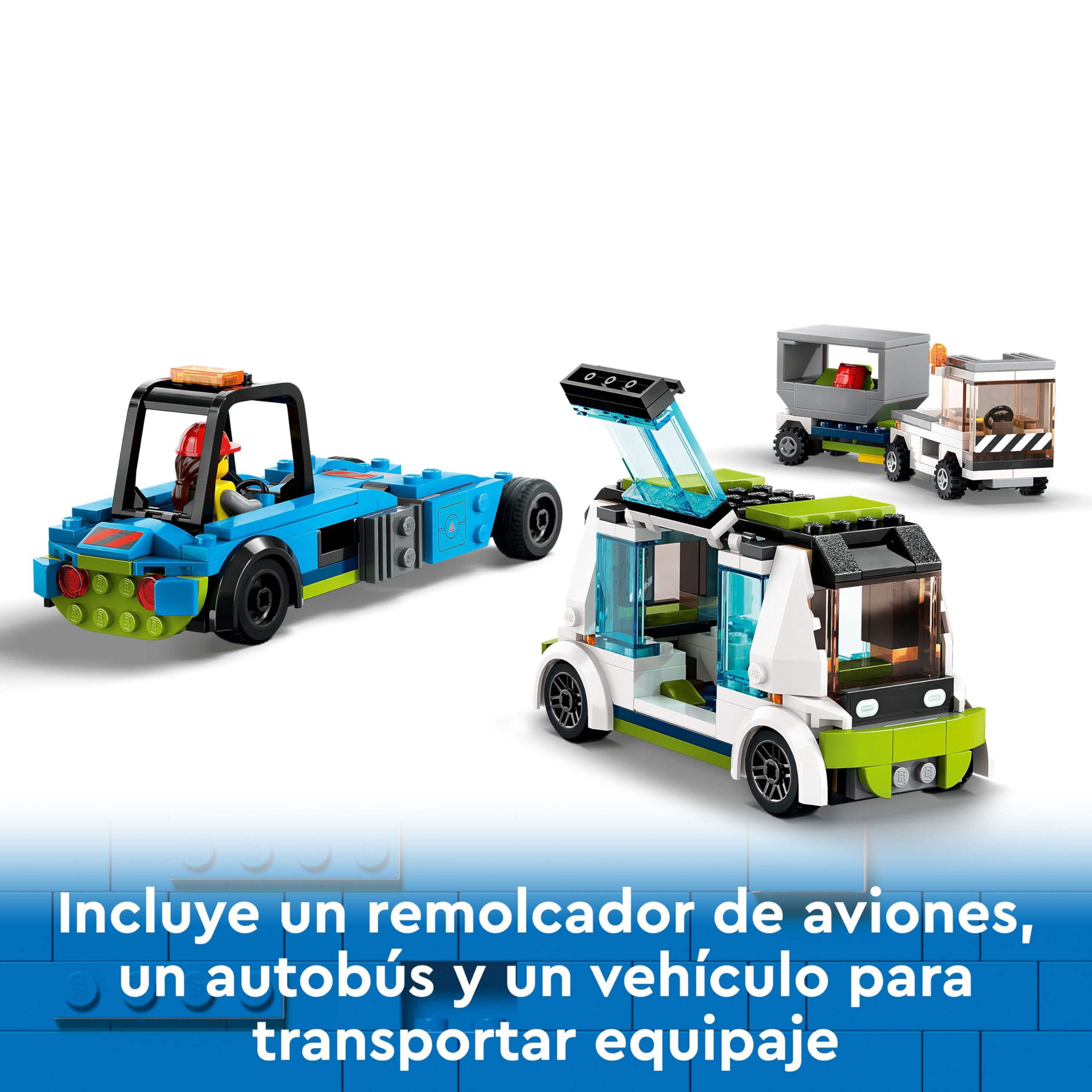 LEGO 60367 City Avión de Pasajeros, Juguete de Construcción de Avión Grande con Vehículos para el Personal de Tierra del Aeropuerto: Autobús Lanzadera, Remolcador, Camión de Equipajes y 9 Minifiguras