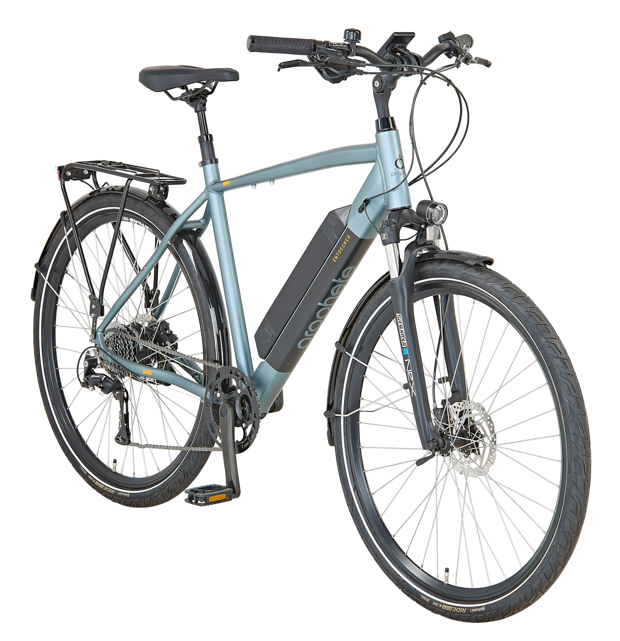 Prophete Entdecker 1.0 Trekking E-Bike 28 Zoll - 418Wh - Semi-integrierter Akku - Heckmotor - 8-Gang Kettenschaltung - HDY. Scheibenbremse - Rahmenhöhe 54 cm