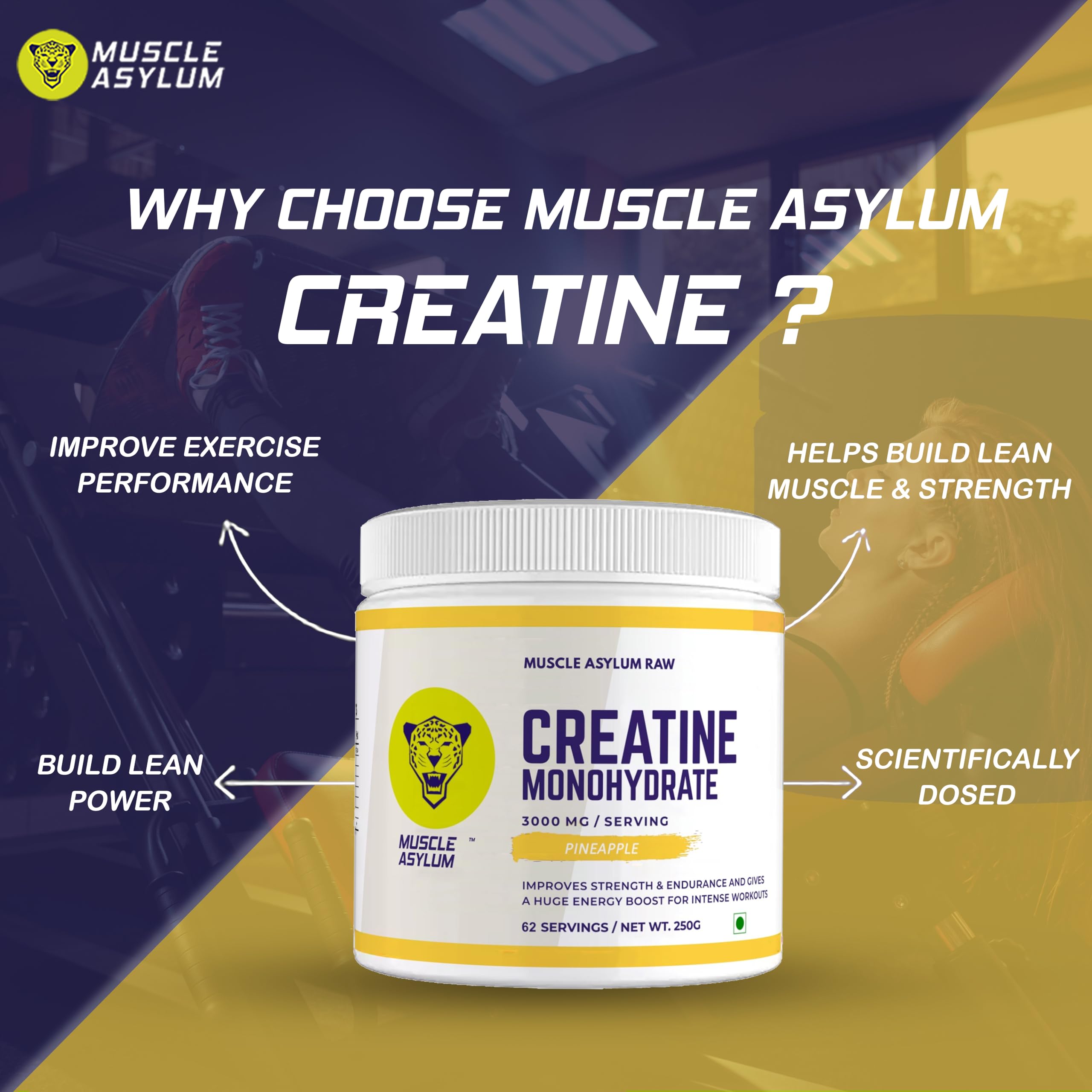 Muscle Asylum Pure Creatine Monohydrate | 250g, 62 Servings | Pineapple | With Genuine Lab Reports | Enhanced Muscle Strength & Power | Fast Recovery | Increased Muscle Mass - Image 8 thumbnail