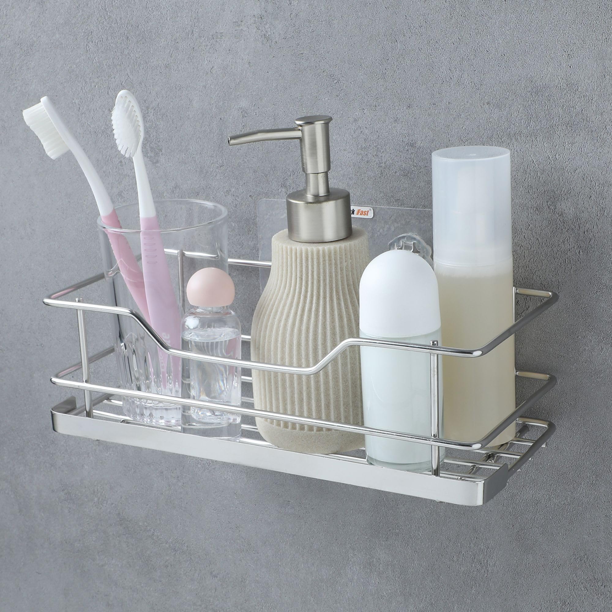 Stick Fast Stainless Steel Self-Adhesive Bathroom Shelf - Stylish Tray with 3M Sticker for Wall Mount Multipurpose Kitchen & Bathroom Storage Organizer Tray Rack (Chrome, Pack of 1) (B0DCVYVZVV) Amazon Price History, Amazon Price Tracker