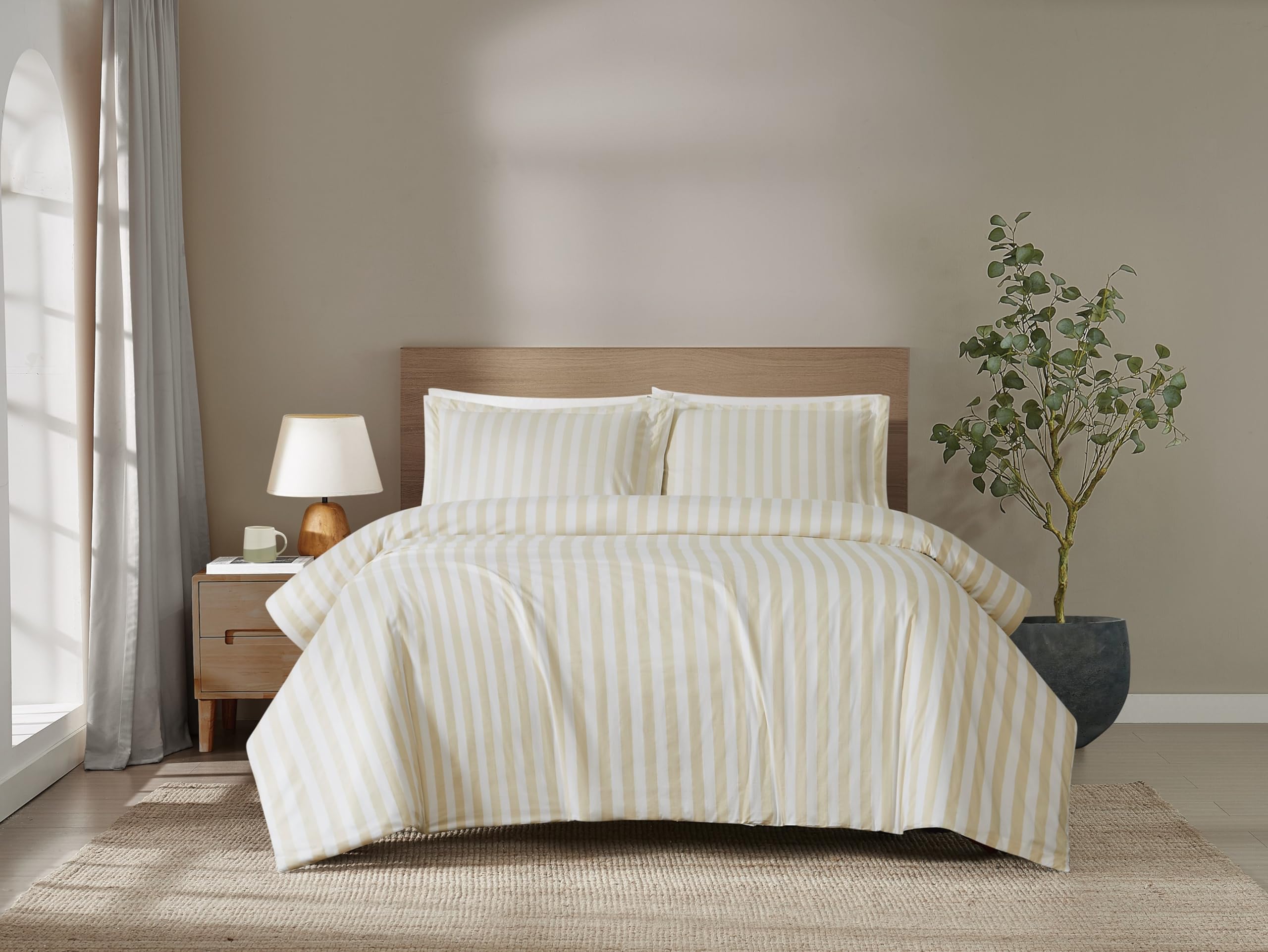 Brooklyn Loom Levi Stripe White/Ivory Full/Queen 3 Piece Comforter Set
