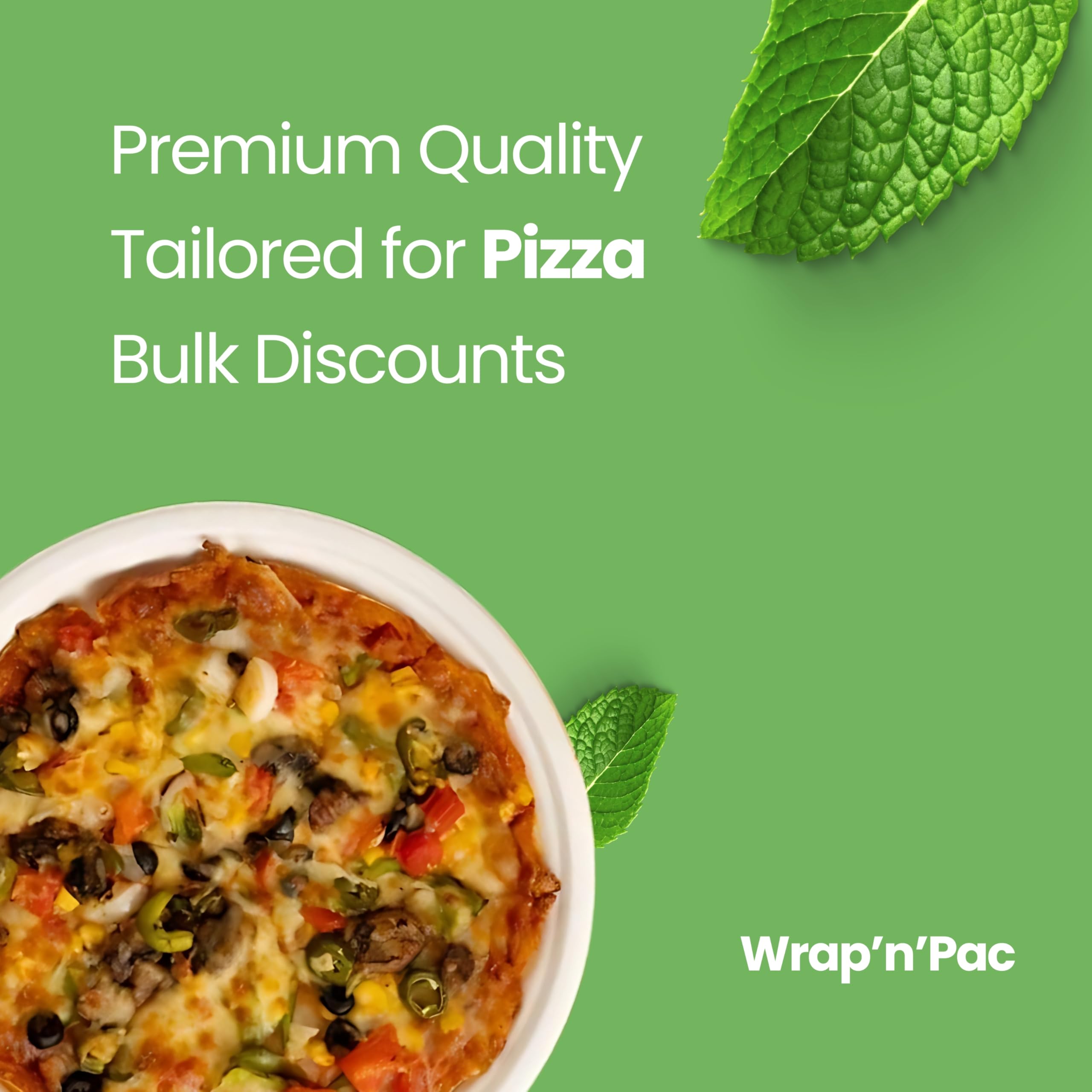 Wrap n Pac 12 inch Pizza Round Plates Disposable Biodegradable Bagasse Sugarcane Wedding Party Plates Eco Friendly Tableware (12 Inch - Pack of 50) - Image 3