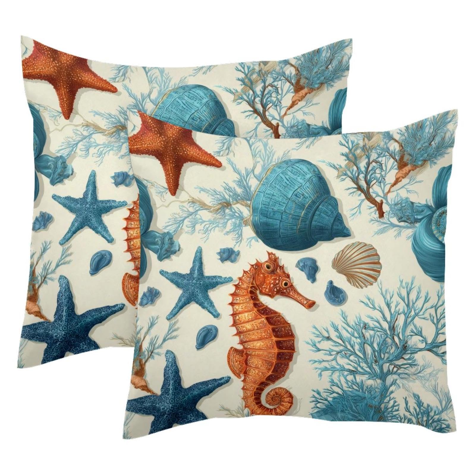 Housse de coussin velours 50x50 cm motif marin moderne