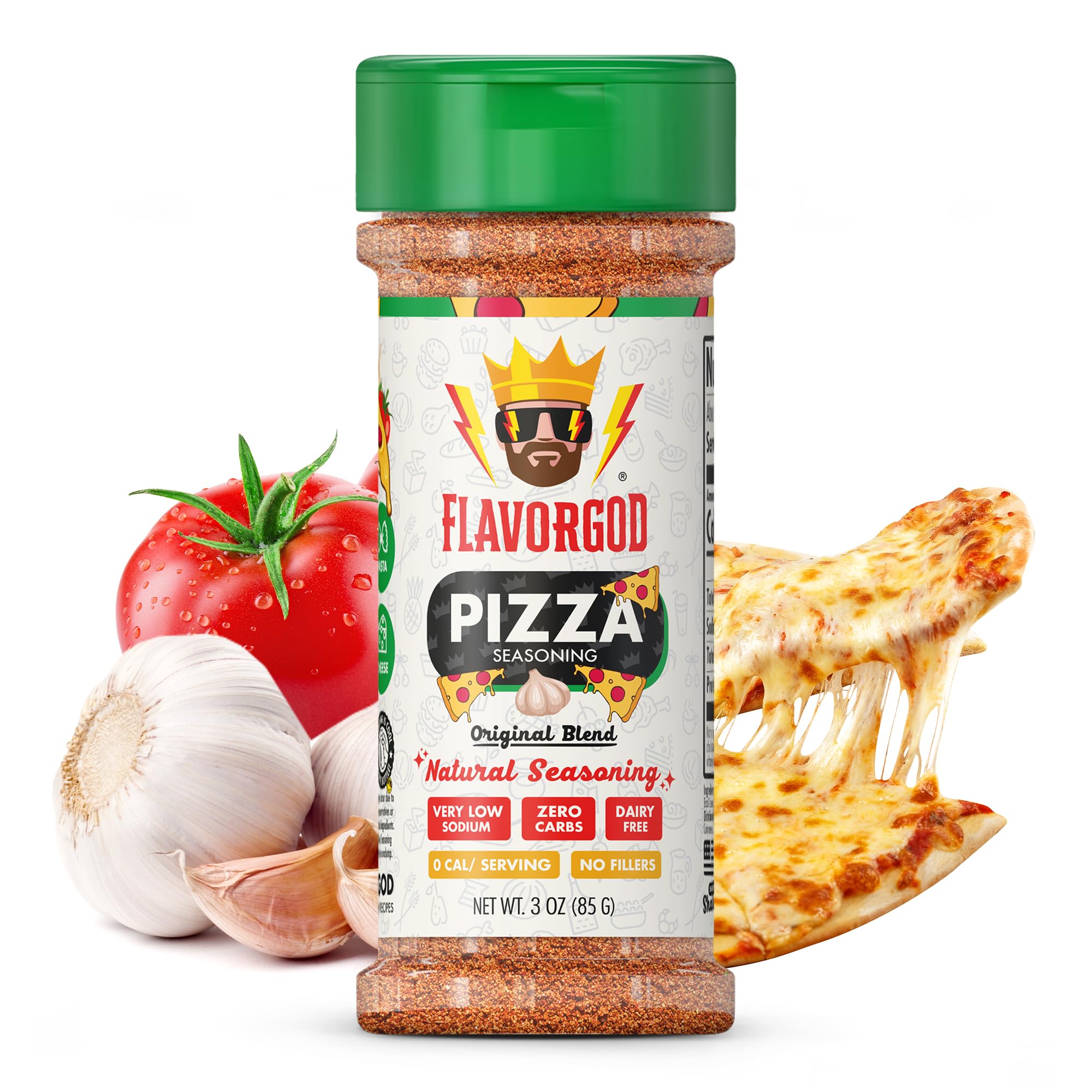 Pizza Seasoning Mix by Flavor God - Premium All Natural & Healthy Spice Blend for Grilling Chicken, Beef, Seafood, Vegetables, Salad, Tacos, Ravioli, & Pasta- Kosher, Gluten-Free, Dairy-Free, Vegan, Keto Friendly