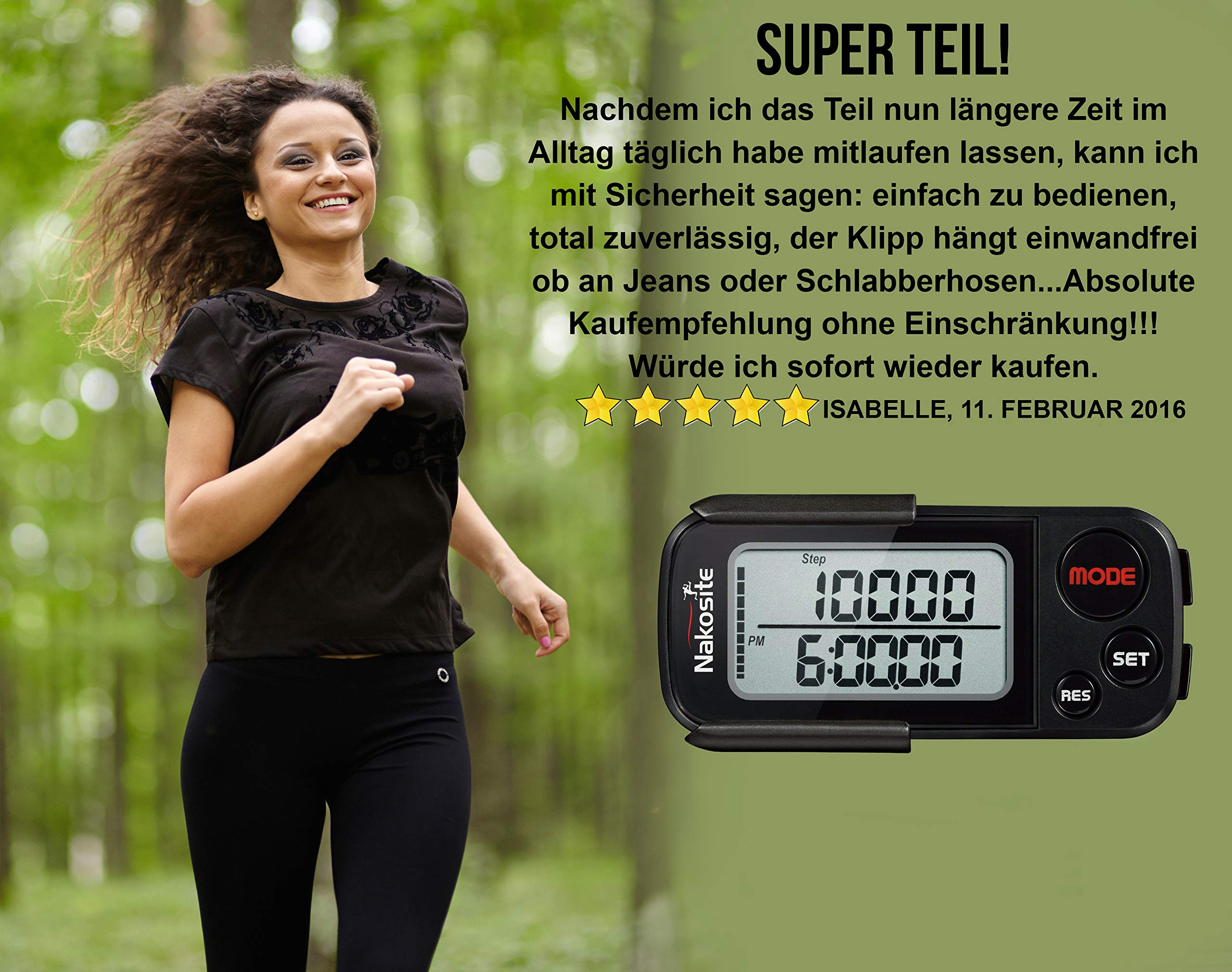 Nakosite BPED2433 Best accurate 3D Pedometer step calorie counter