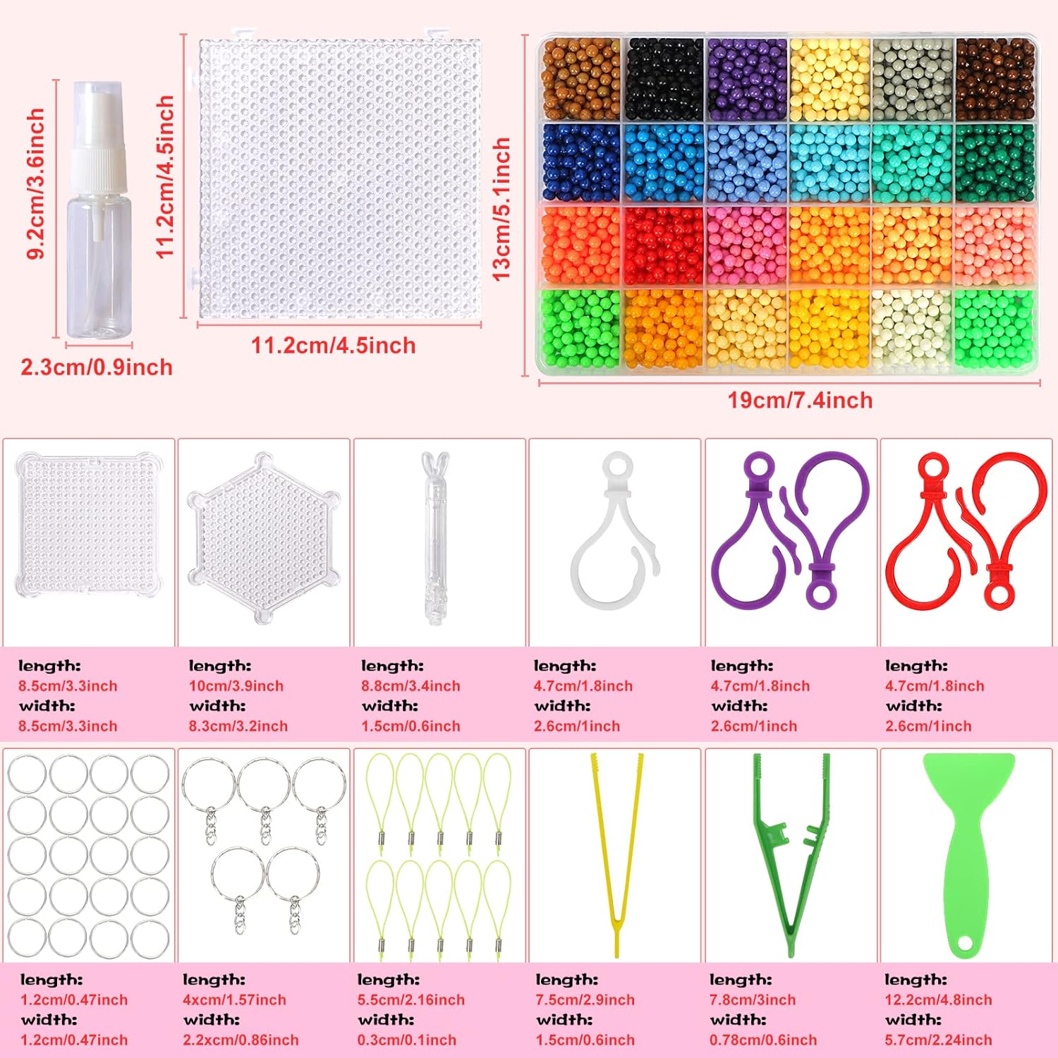 WWW Magic Water Fuse Beads Kit, 24 Color 2400 Creative Beads DIY Art