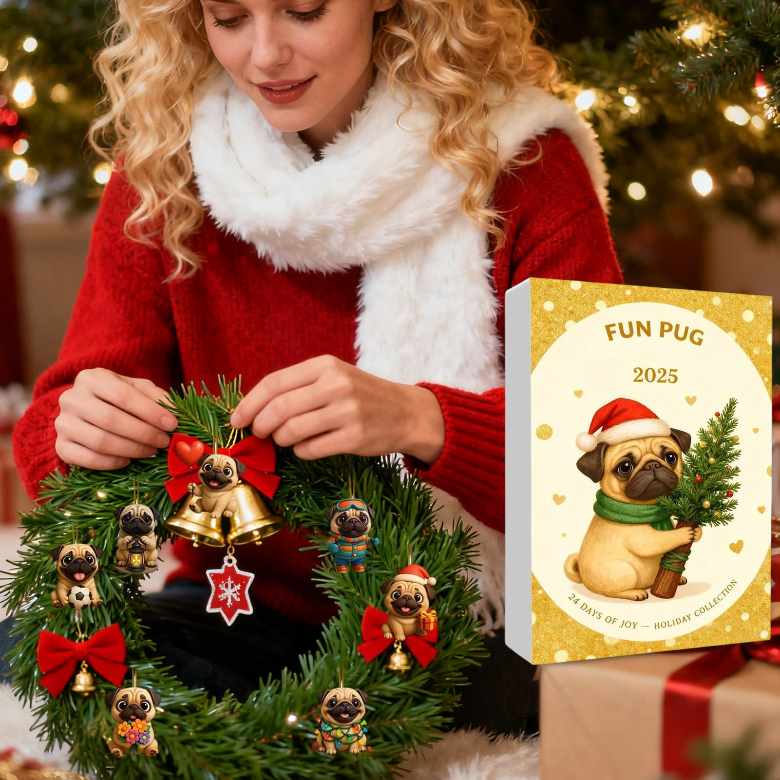 Calendario De Adviento Para Navidad Colgante Plano De Perro 2D Recuerdo | Calendario De Cuenta Atrás De 24 Días Para Niños Hija Sobrina Familia Amigos Estudiantes Estuche Para Lápices Y Mochila