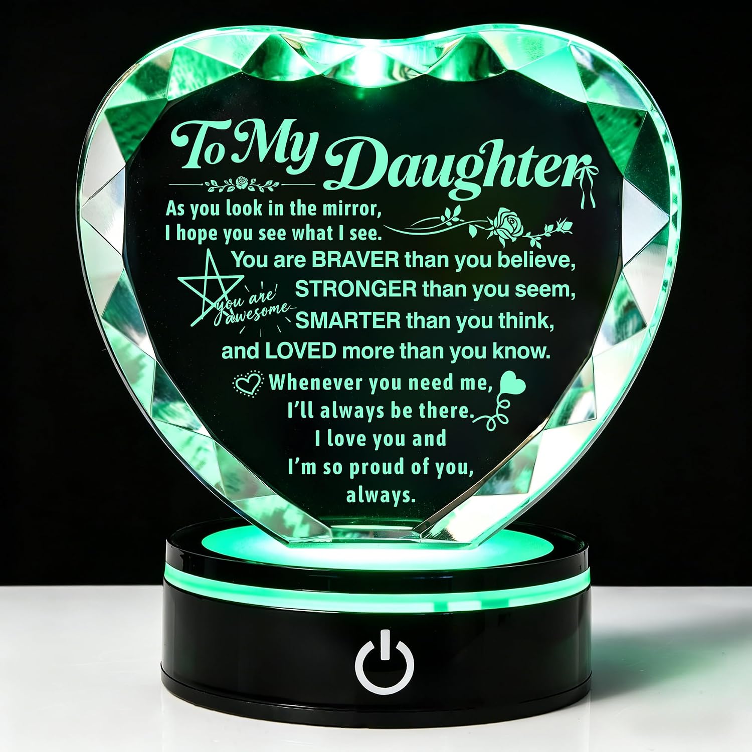Personalized Crystal Heart Gifts for Daughter from Mom and Dad