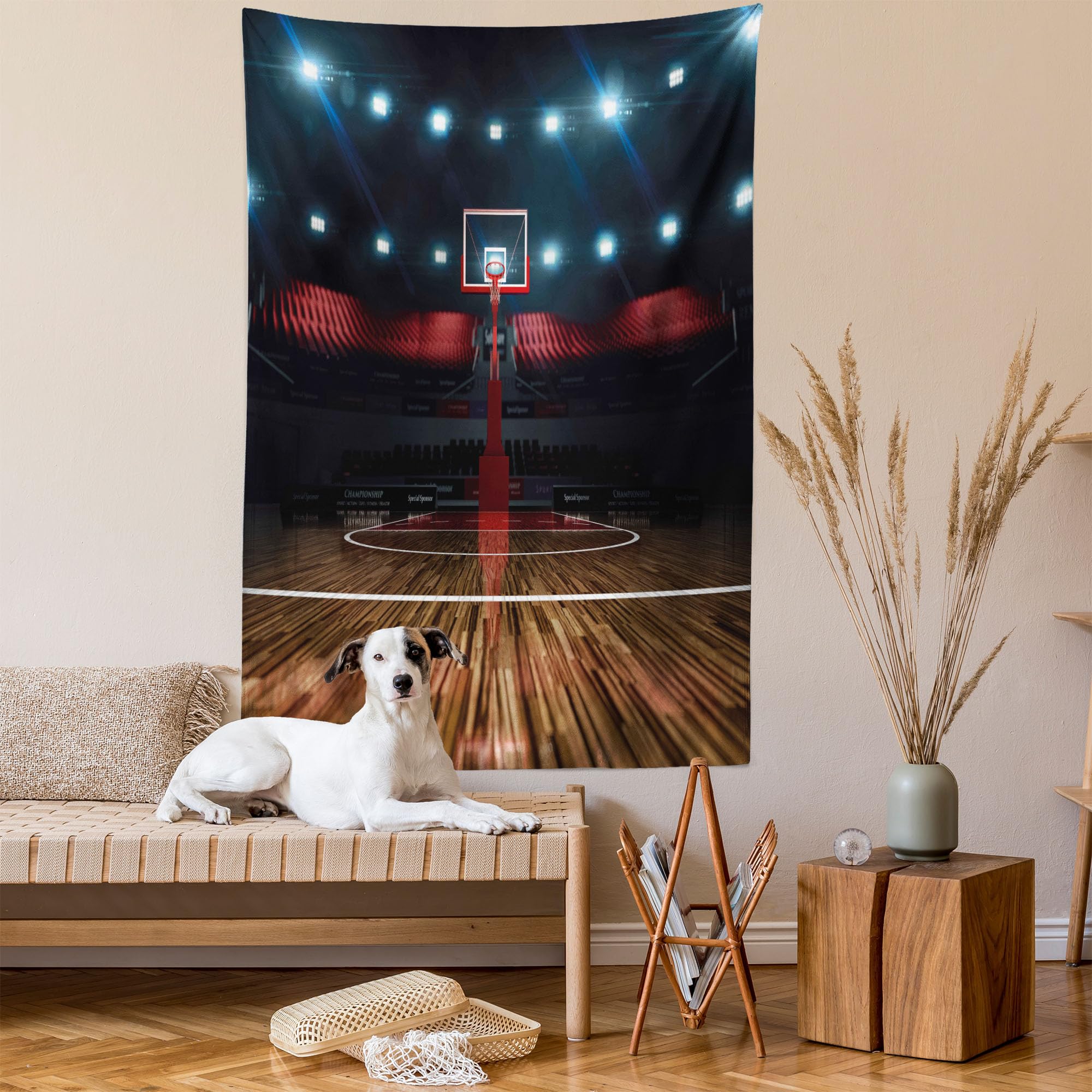 Ambesonne Teen Room Tapestry, Professional Basketball Arena Stadium Before the Game Championship Sports Image, Fabric Wall Hanging Decor for Bedroom Living Room Dorm, 30
