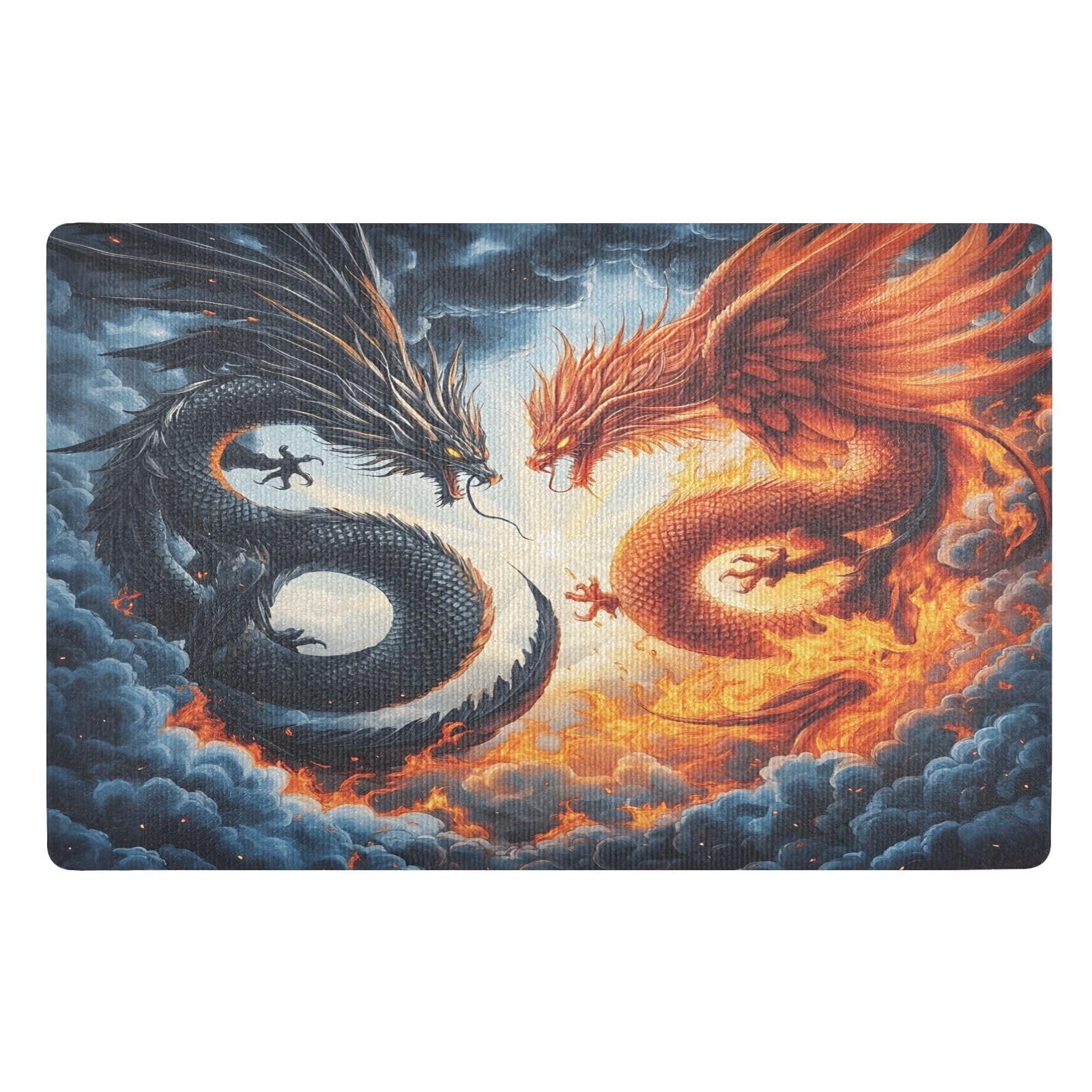 Paillasson lavable dragon noir 50x80 cm parfait pour l'entrée familiale