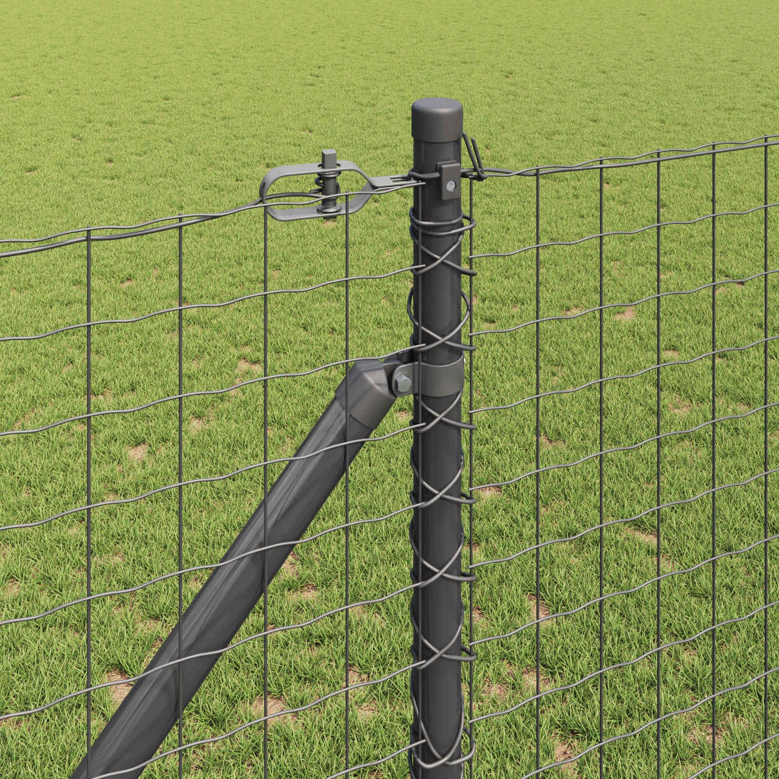 Juego de postes para valla con manguito de impacto (52 unidades, 160 cm, acero), color gris | Estable juego de postes de acero con recubrimiento en polvo para un fácil montaje en vallas en el jardín y en la terraza.