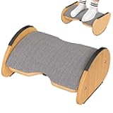 Amazer Bamboo Under Desk Footrest with Cushion 3-in-1, Reversible Ergonomic Rocking Foot Rest for Under Desk at Work, Adjustable Foot Stools with Washable Cover, Desk Leg Rest for Home Office