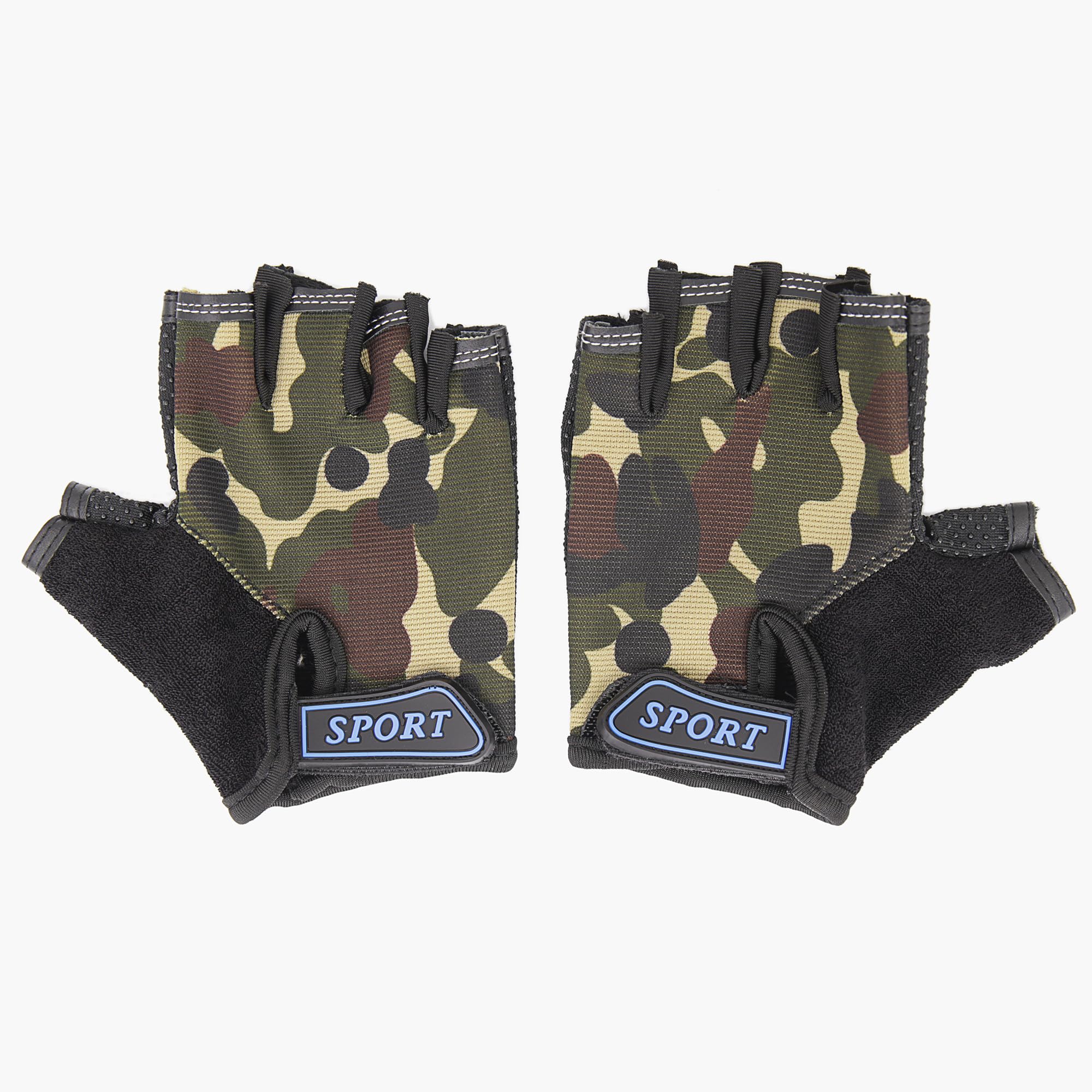 MiokkleyKids Fingerless Bike Gloves Ages 5-8, Camo Hunting Gloves for Boys Children Monkey Bars Rock Climbing Cycling Biking Fishing