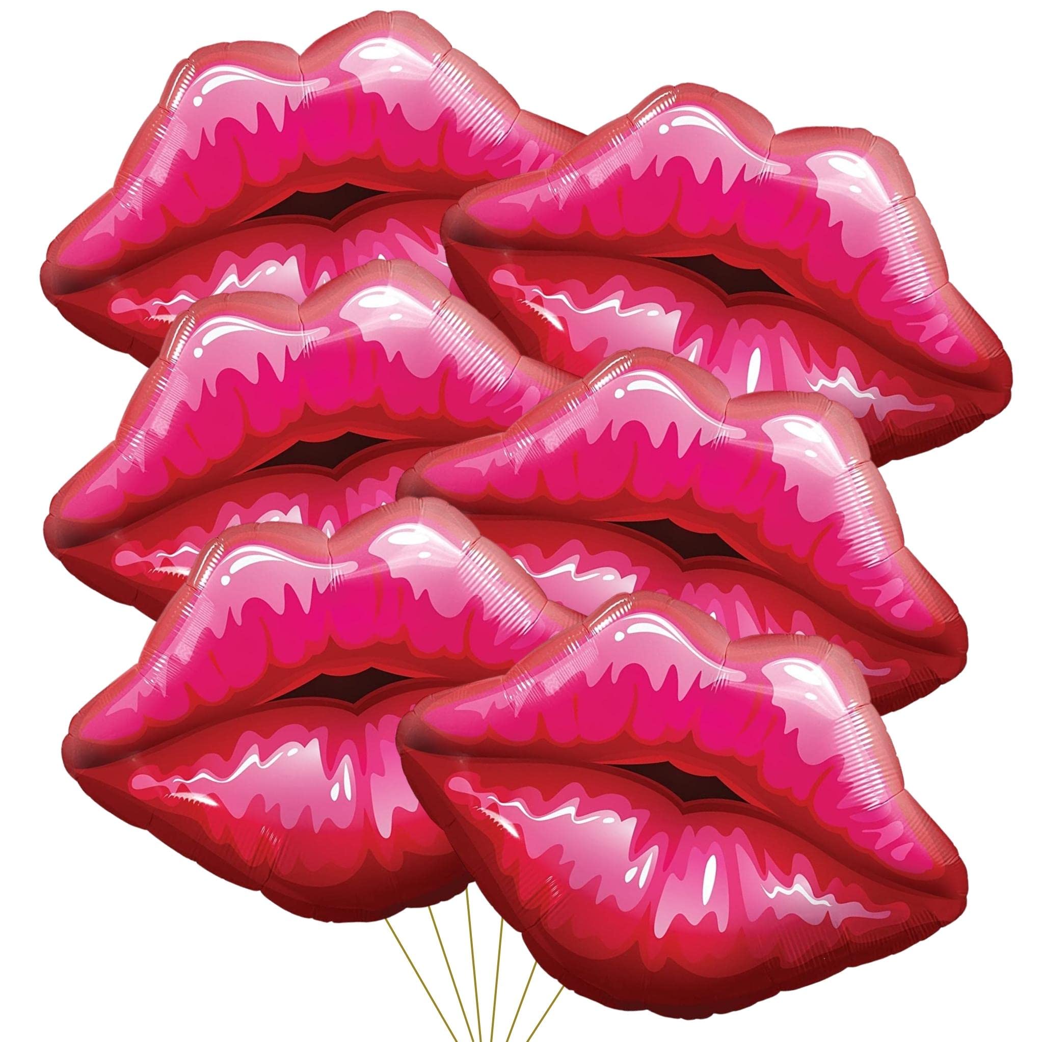 Party with Emma 8 Pcs Huge Red Lip Balloons Decorations 30 Inch Foil Lips Balloons for Makeup Decorations Kiss Balloons Engagement Proposal Makeup Balloons for