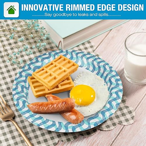 Miniatura 2 de Ginkgo Platos de papel de 8.5 pulgadas a granel, 150 unidades, platos desechables gruesos resistentes para fiestas, bodas, cenas, cocina, picnic