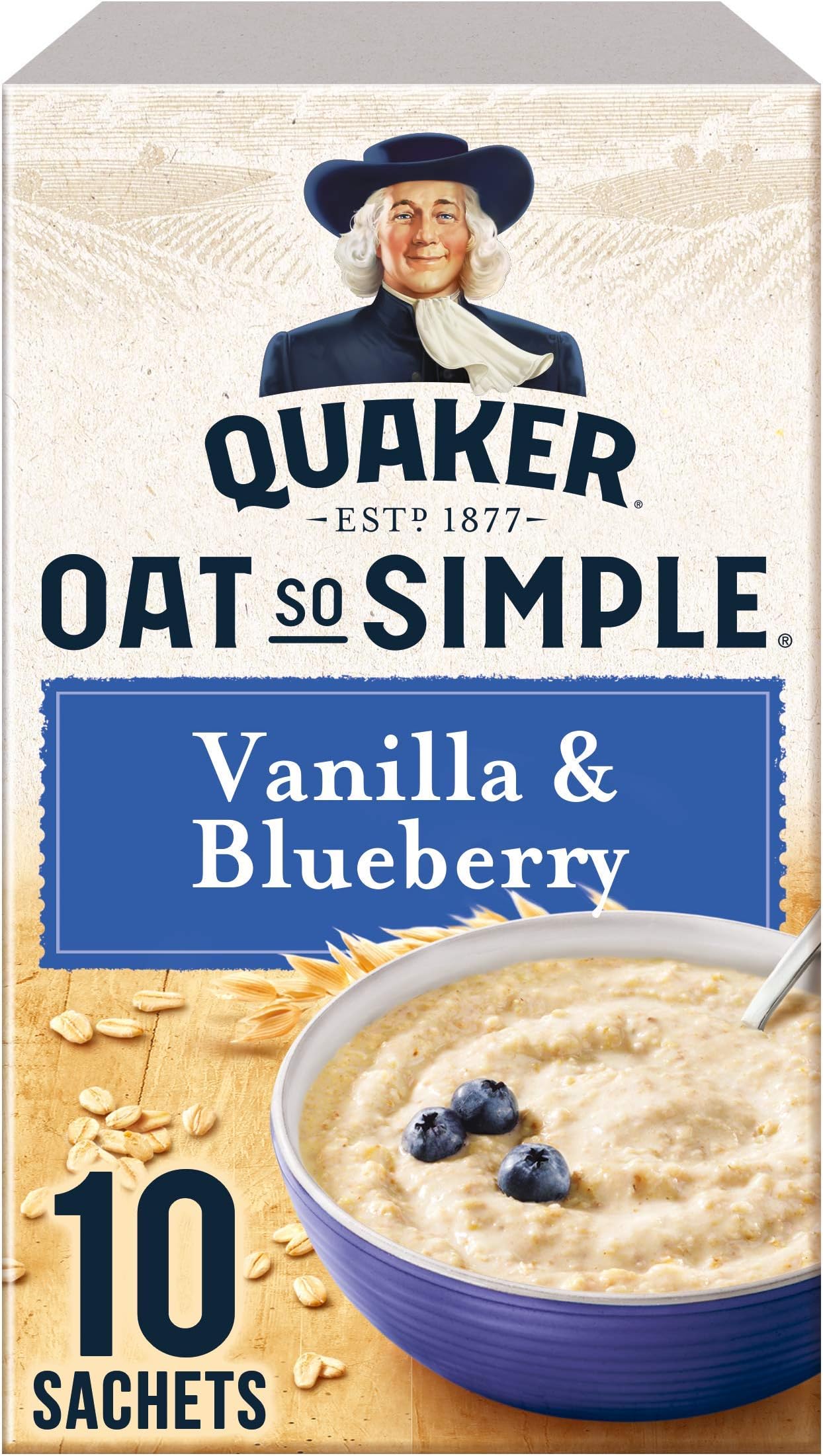 Quaker Oats So Simple Vanilla and Blueberry Porridge, 10 x 33.2g