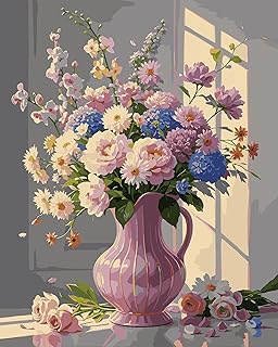Floral Vase Paint by Numbers Kit for Adults Beginner (Without Frame), 16×20 Inch DIY Color by Number Acrylic Oil Painting Kits, Pre Drawn Canvas to Paint for Adults for Home Wall …
