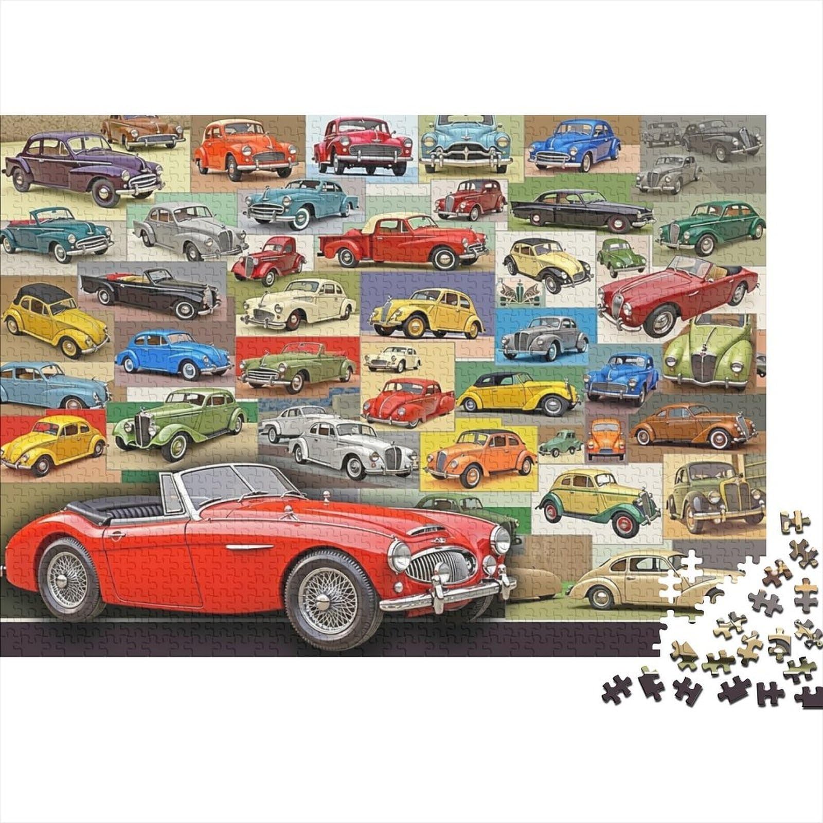 Classic Vintage Cars 1000 Piece Jigsaw Puzzle Paper For Adults Retro Cars Collection Puzzle Game 70x50cm/1000pcs