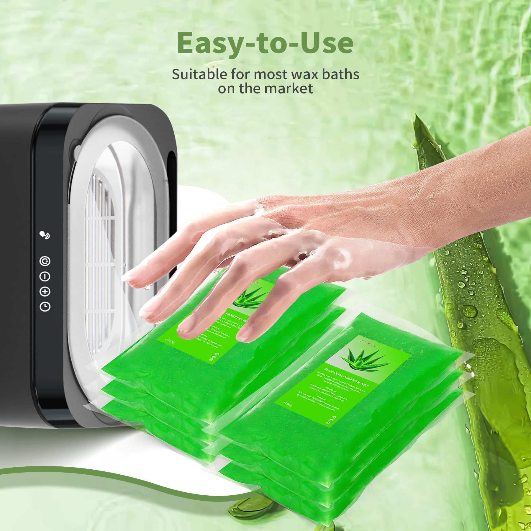 6 paquetes de cera de parafina de 2700 g, relleno de Aloe Vera para baños de parafina manos y pies, alivia la fatiga muscular, hidrata y nutre