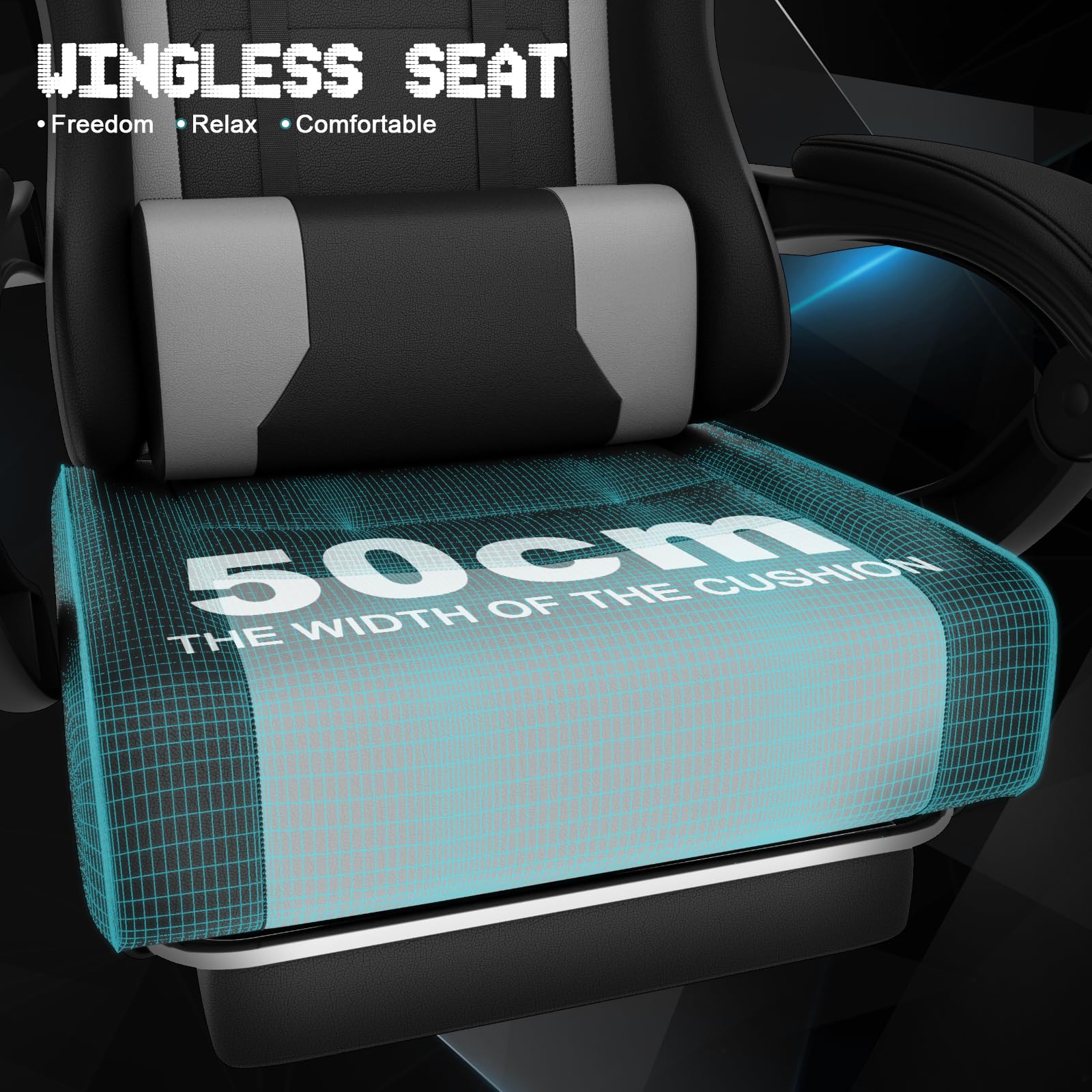 TRIUMPHKEY Sedia da Gaming Massaggiante,Sedia Gamer con Poggiapiedi Telescopico,Regolabile 90-150°,Poltrona da Gaming con Poggiatesta e Cuscino Lombare,Sedie da Ufficio,Portata 150kg(Grigio)