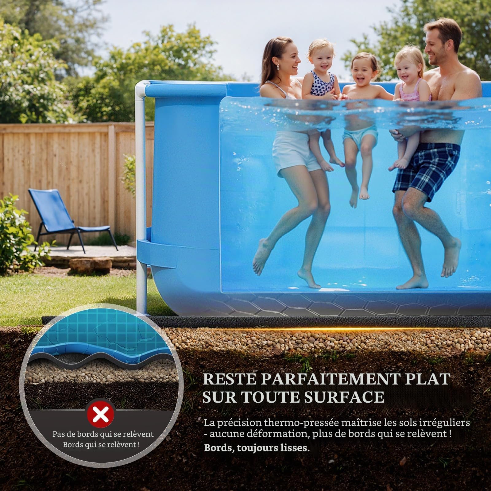 UIRWAY Tapis de piscine rond 319 cm, [2026 Nouveau tapis de piscine 300 g/m² plus épais] Tapis de fond de piscine prédécoupé, bâche de sol pour piscine hors sol, protection de sol, doublure, support