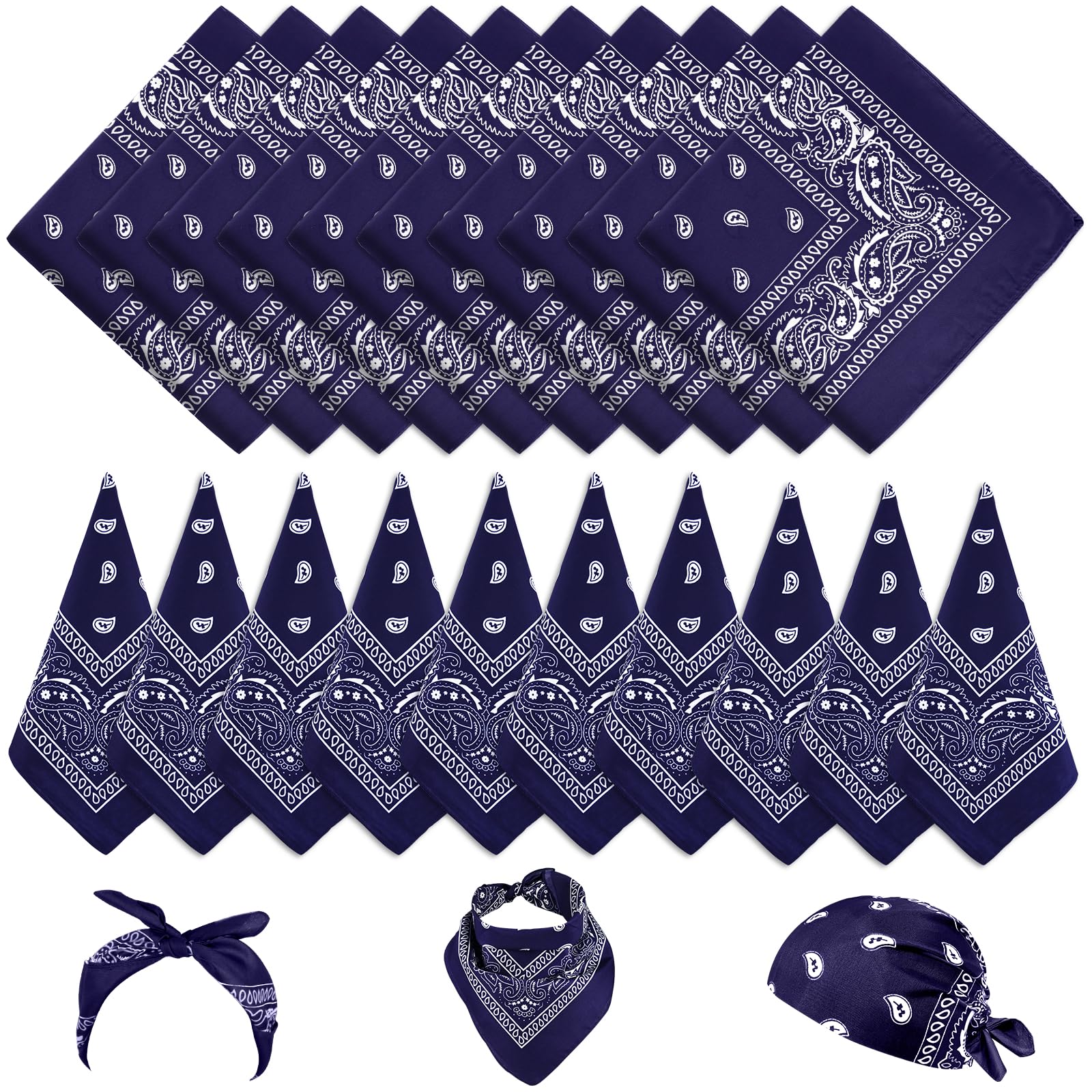 NACHLYNN 10/20pcs Paisley Bandanas Assorted Bandanas Cowboy Polyester Headbands Square Scarf Headwear
