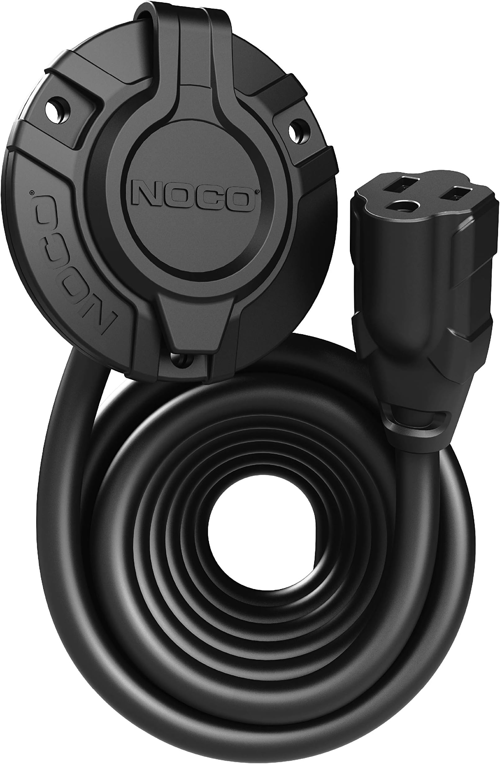 NOCOGCP1EX 15A AC Port Plug, 125V Power Inlet Socket, and Waterproof Electrical Outlet Receptacle with 12-Foot Integrated Outdoor Extension Cord