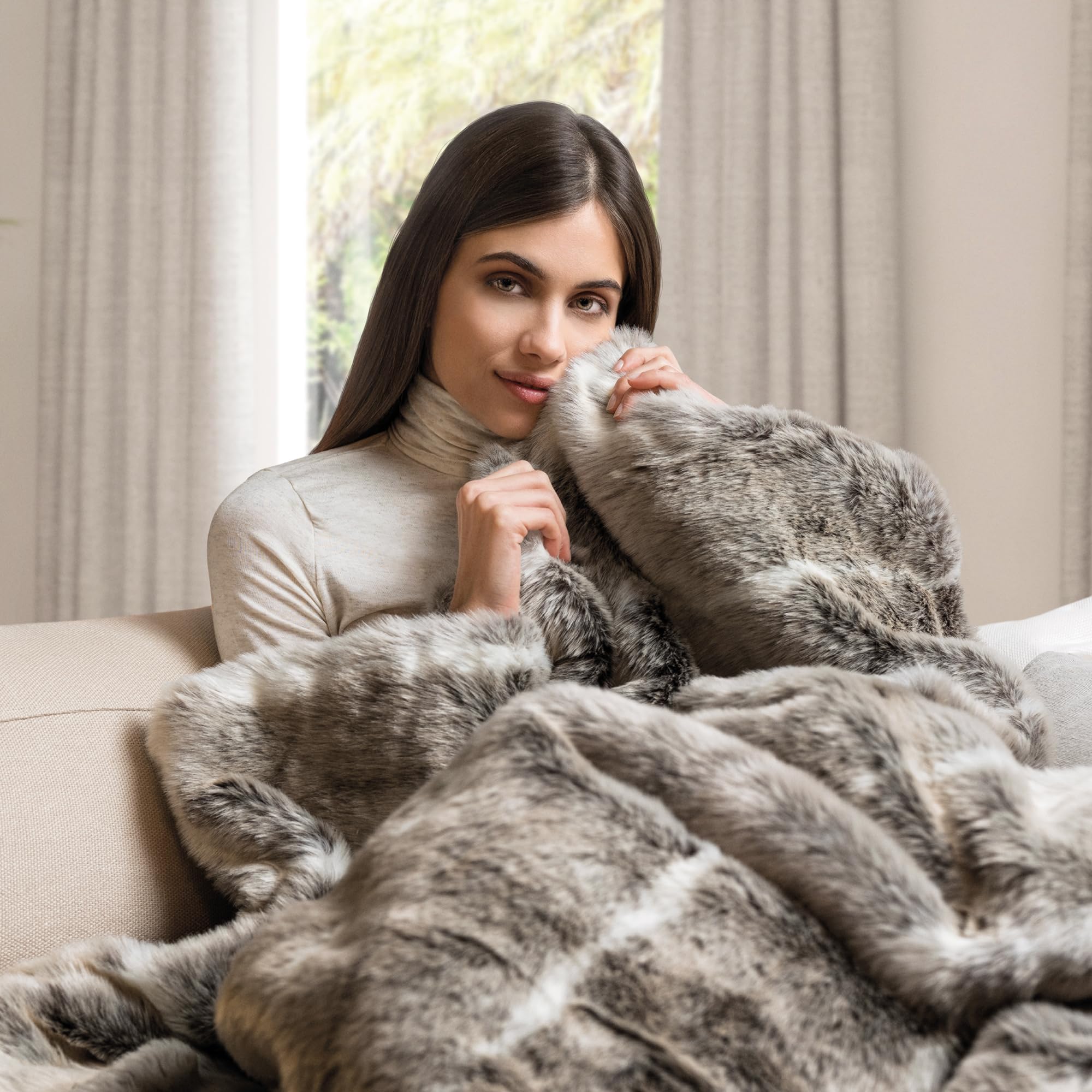 Daga Couverture chauffante électrique pour canapé, relax, douce, luxueuse, technologie de chauffage Intellisense, tissu doux avec effet cheveux et velours, 6 niveaux de température, 160 x 120 cm