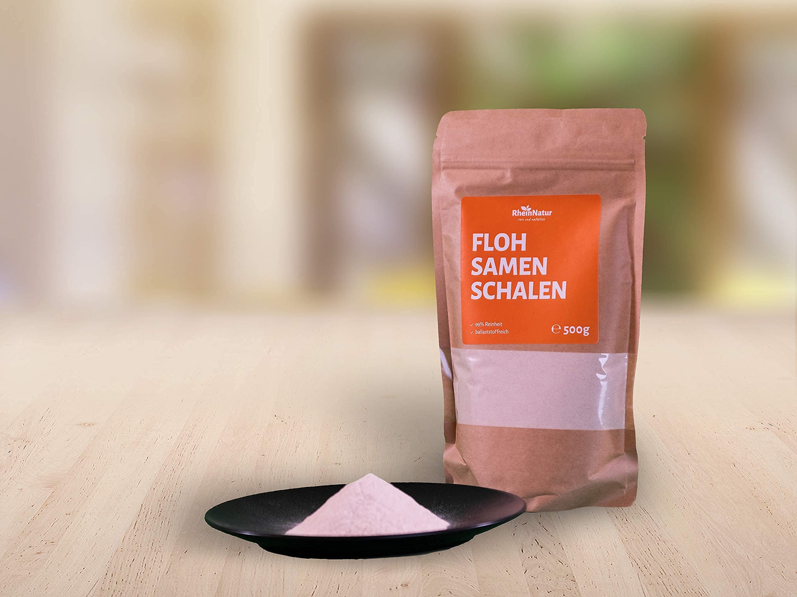 Rheinnatur Semillas de pulgas orgánicas en polvo finamente molidas orgánicas, 99% de pureza, para ayudar a la digestión, 500 g