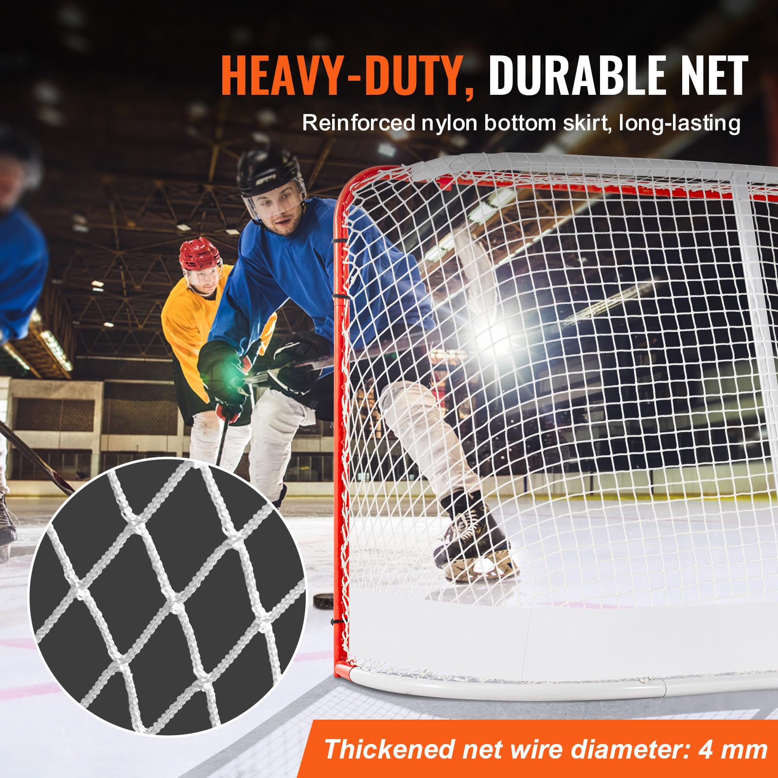 VEVOR Filet de Hockey de Rue 183 x 122 cm, But de Hockey Intérieur et Extérieur en Tube d'acier, Ensemble d'Entraînement de Hockey Portable et Léger, Assemblage Facile, pour Jeunes, Blanc/Rouge