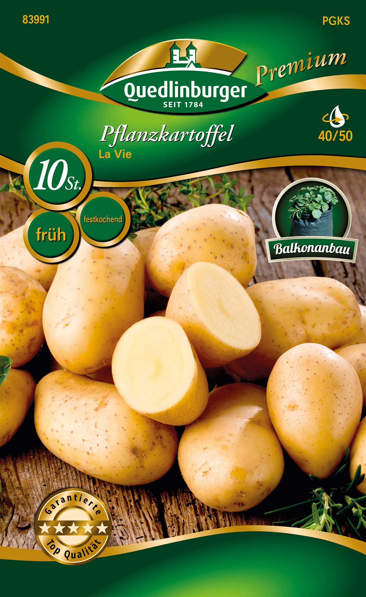 Quedlinburger 83991 Kartoffel La Vie (10 Stück) (goldgelb, festkochend, früh) (Pflanzkartoffeln)