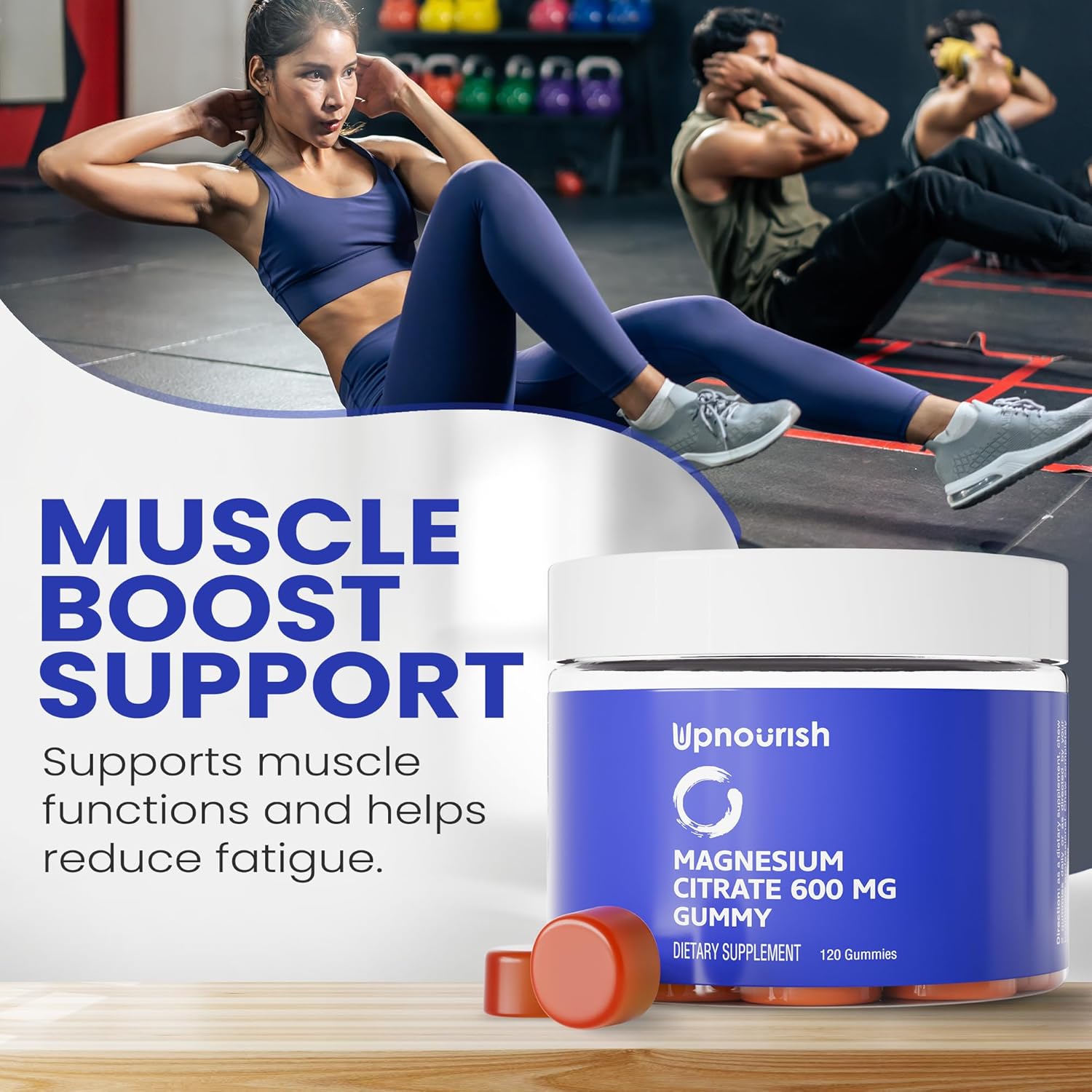 UpNourish Magnesium Gummies for Adults & Kids Magnesium Citrate Gummies 600mg, Calm Supplement for Muscle Relaxation, Bone and Digestive Health, Citrato de Magnesio, Vegan, Non-GMO, 120 Count - Image 2