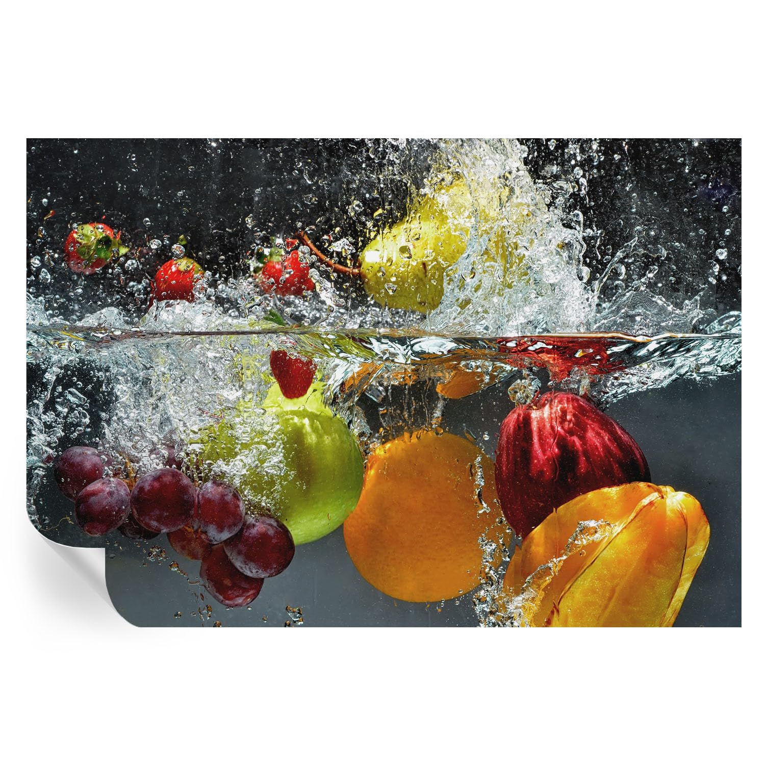 Vinilo mural decorativo Fruta en agua de 152x104 cm para un hogar práctico