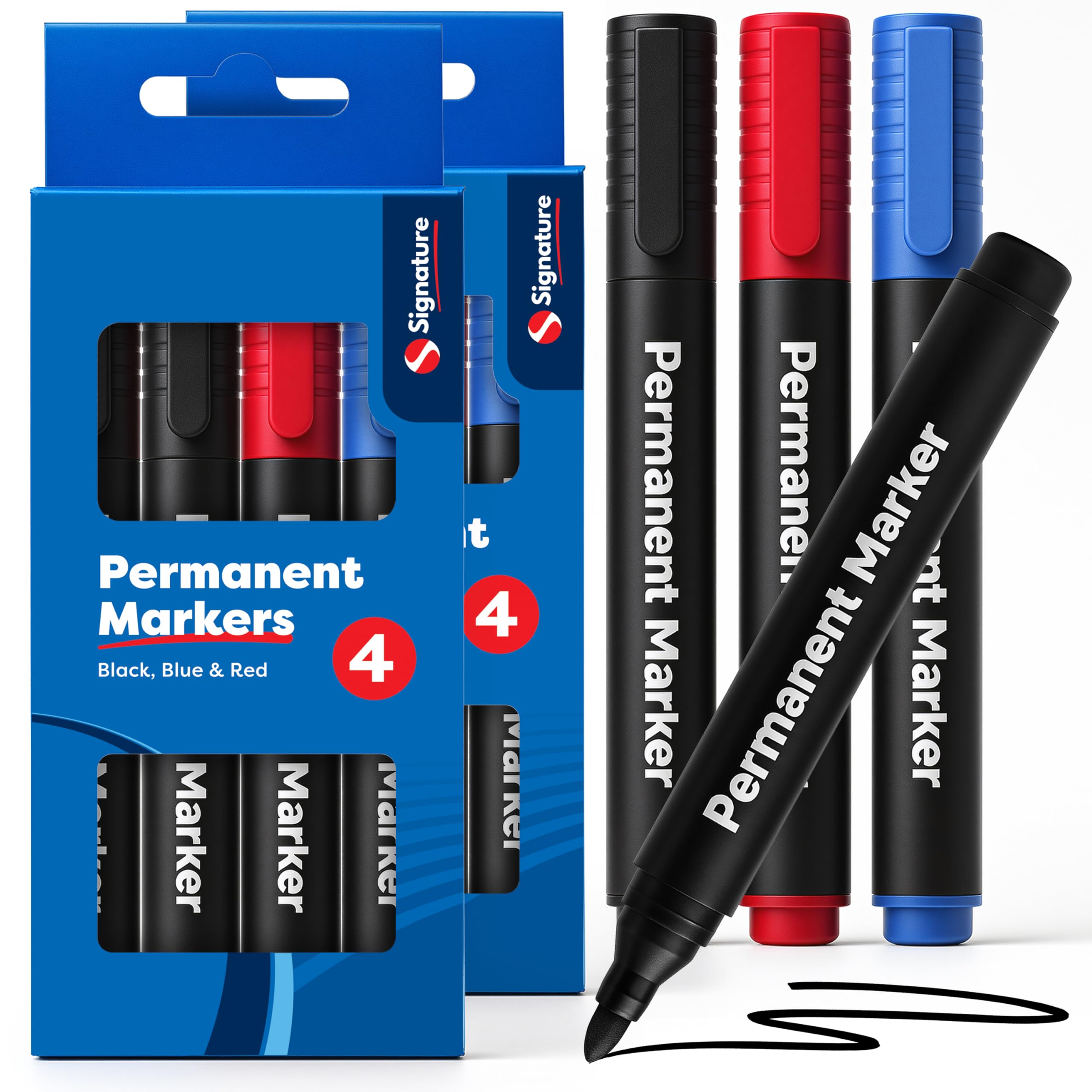 SOL 8pk Permanent Marker Pens, Coloured Long-lasting Markers for Plastic, Cardboard & More β Fine & Thick Tips, Quick-Dry, Waterproof, Smudge-Resistant, Ideal for Home, Office, Packing or Labelling