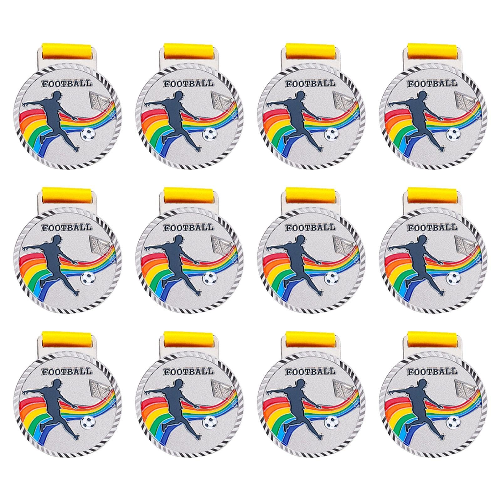 12 Stück Auszeichnungsmedaille Sportmedaille Fußballmedaille Siegesmedaille aus Widerstandsfähigem Metall mit Individuelle Gravur für Schulsportfeste